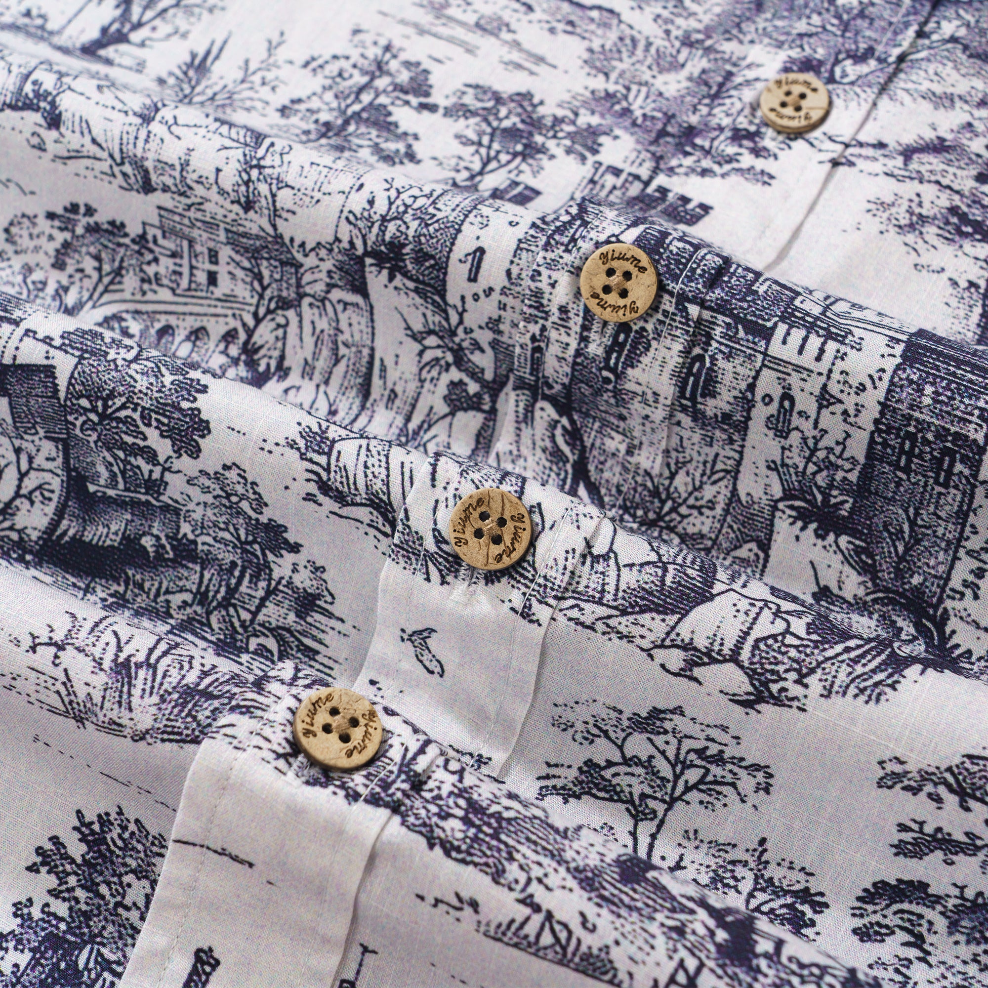 Medieval Castle Landscape Shirt 100% Cotton Men's Short Sleeve Button-down Shirt White Aloha Hawaiian