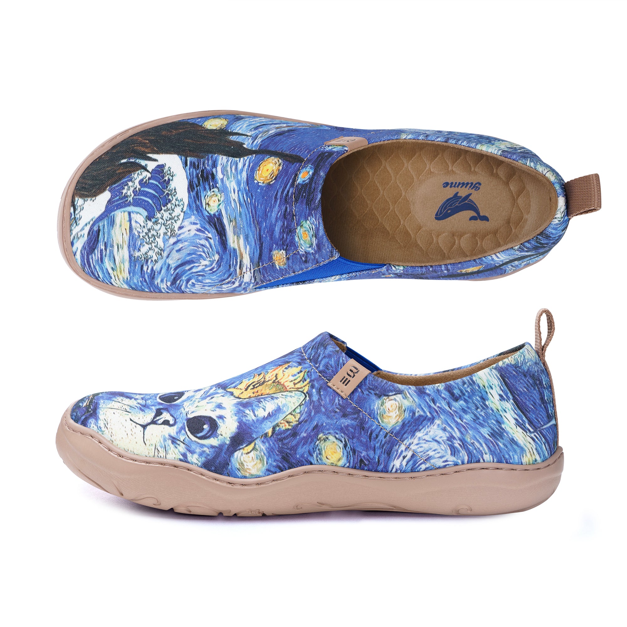 Women's foldable Loafers Van Gogh Art Sneaker Painted Canvas Slip-On Shoes