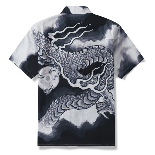 Chinese Dragon Shirt 100% Cotton Men's Aloha Hawaiian Short Sleeve Camp Collar Shirt