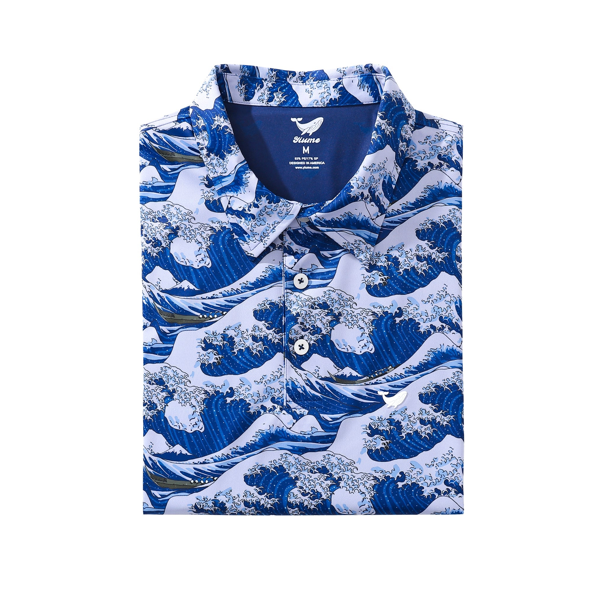 Camisa Polo Hawaiana para Hombre Olas del Océano Estilo Ukiyo-e Japonés Camiseta de Golf de Manga Corta