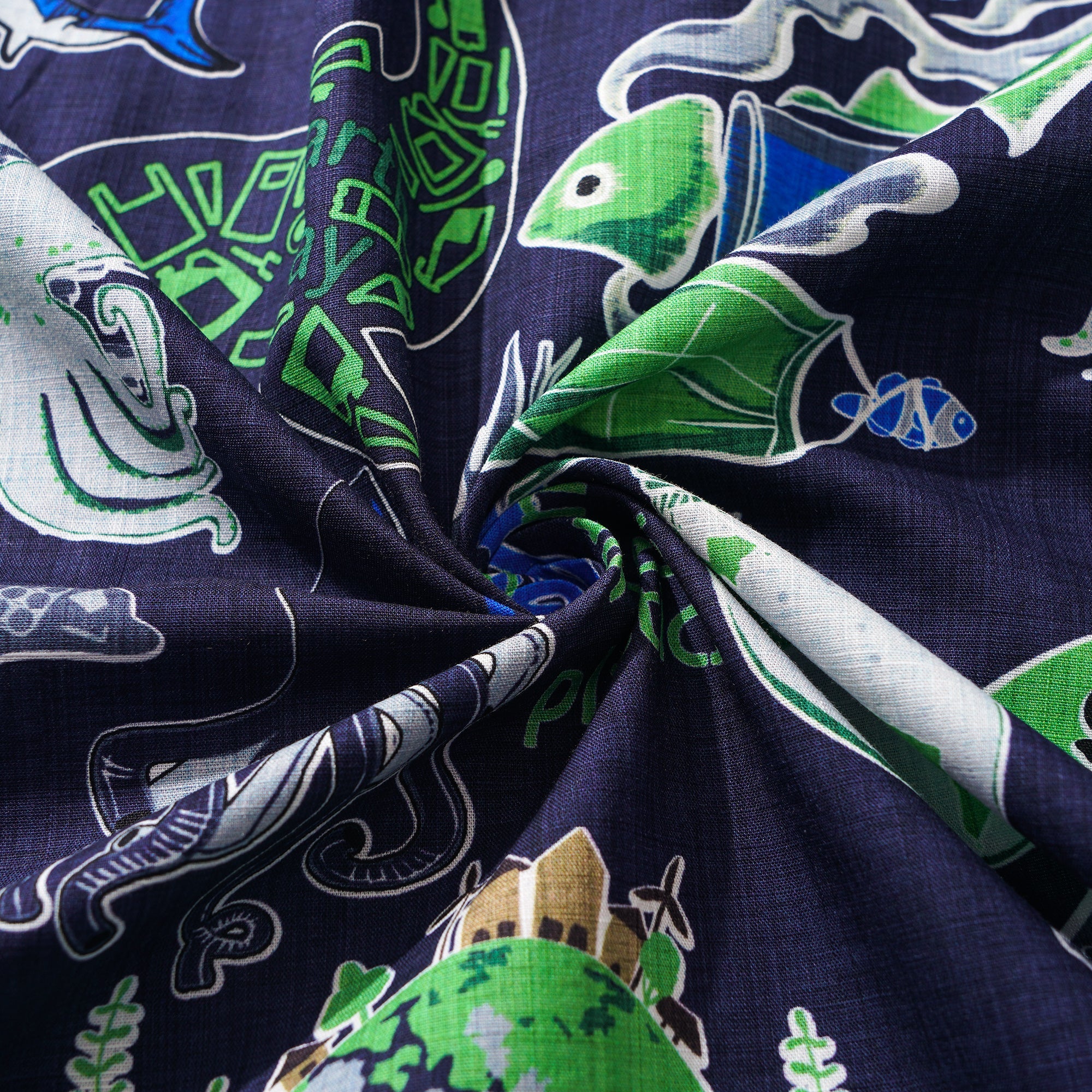 Men's Hawaiian Shirt Short Sleeve Button-down 100% Cotton Aloha Save Earth