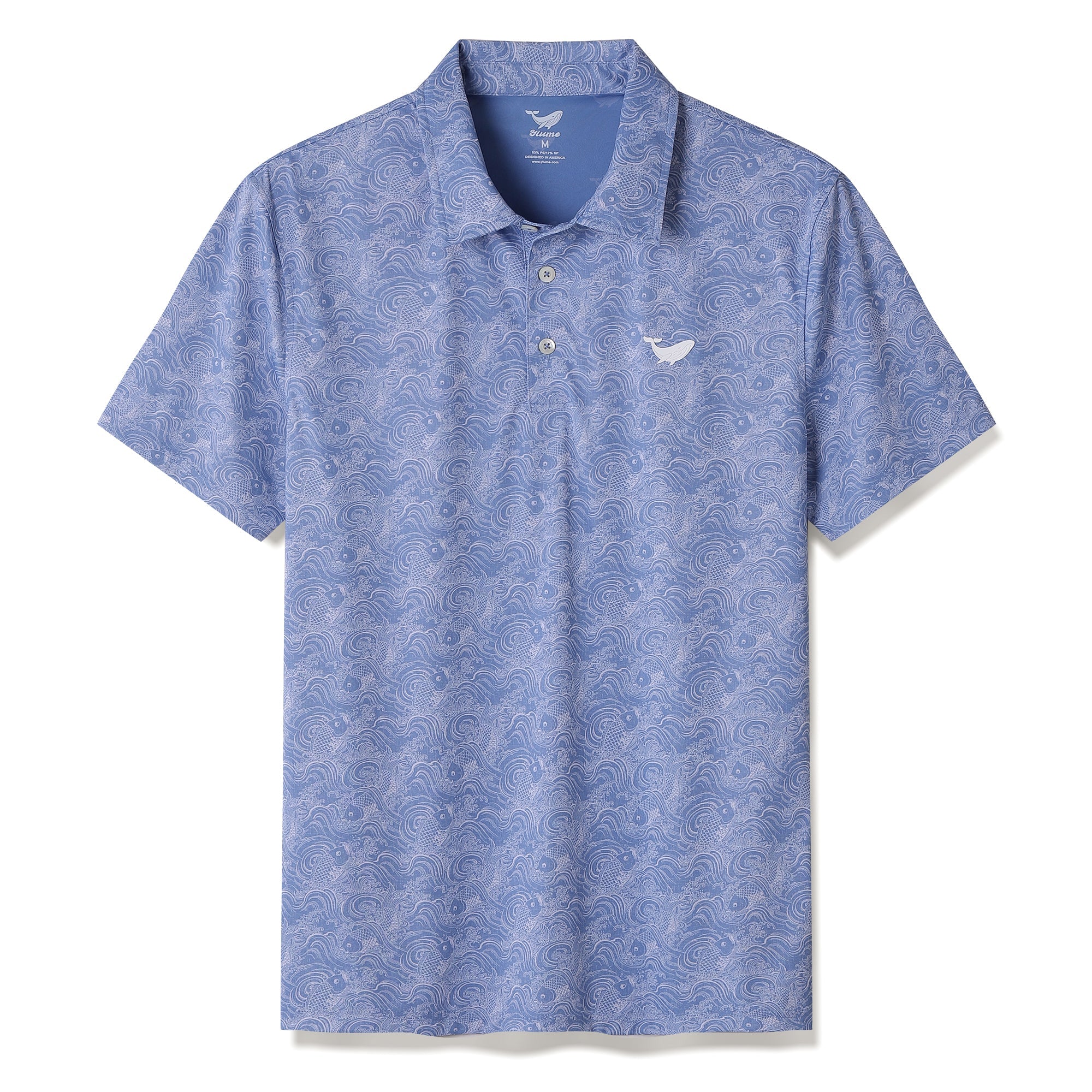 Camisa Polo de Manga Corta para Hombre con Estampado Tradicional de Koi de Hawái