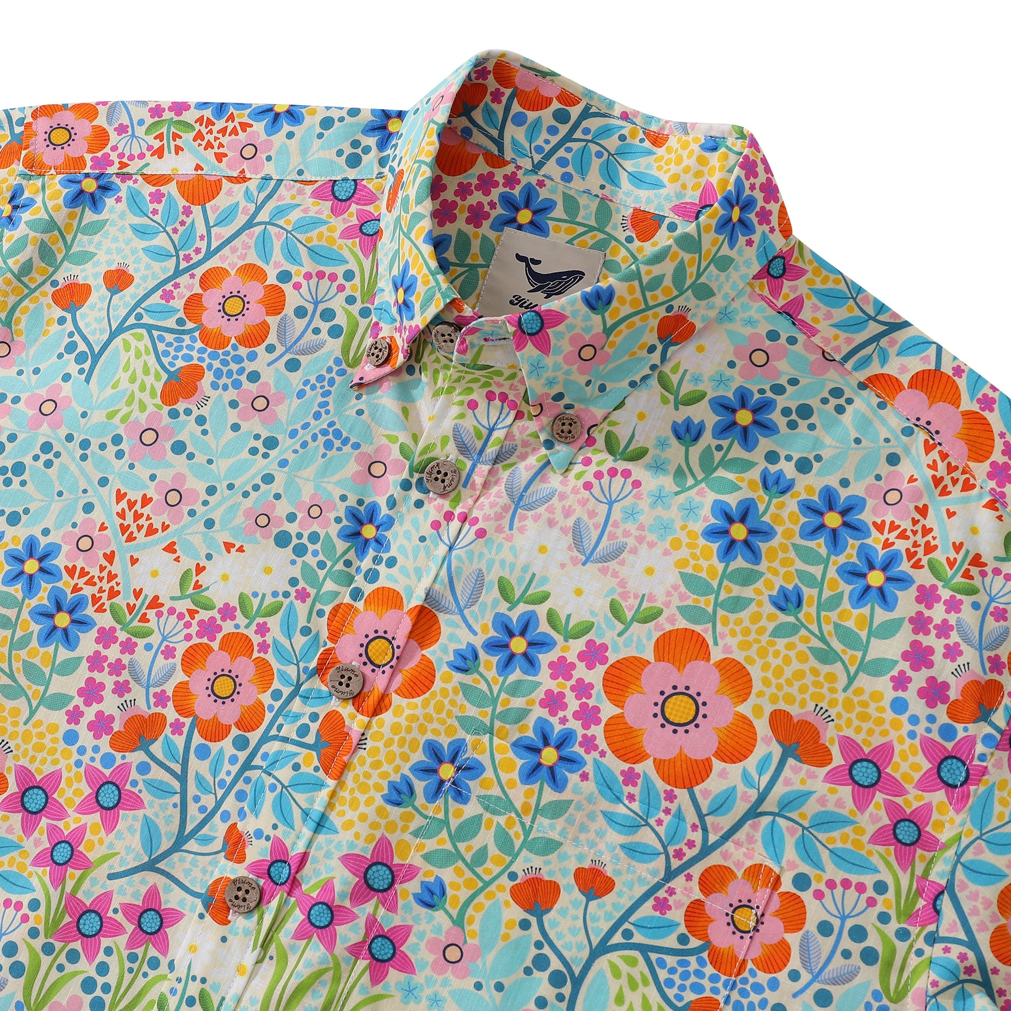 Hawaiian Shirt For Men Summer Flower Garden Designs Button-down Shirt Short Sleeve 100% Cotton Shirt