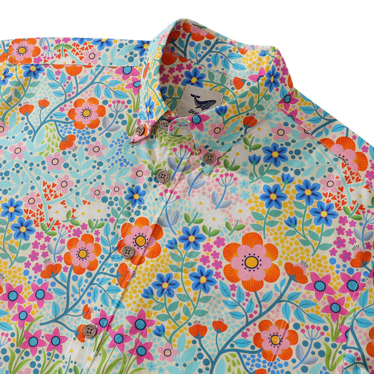 Hawaiian Shirt For Men Summer Flower Garden Designs Button-down Shirt Short Sleeve 100% Cotton Shirt