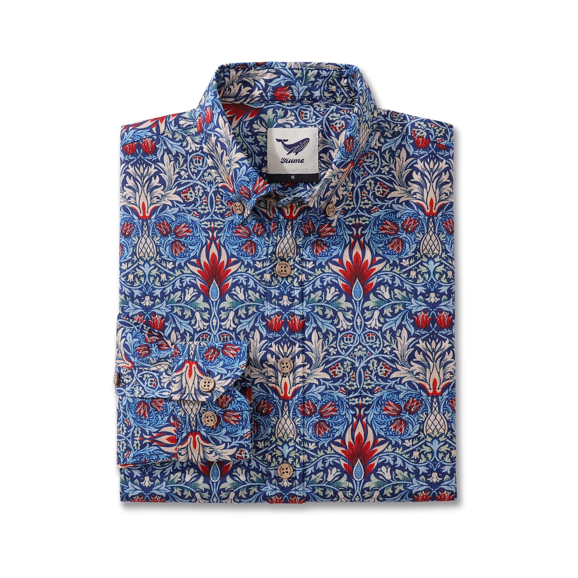 Camisa hawaiana para hombre Camisa Aloha de manga larga con botones de algodón con cabeza de serpiente