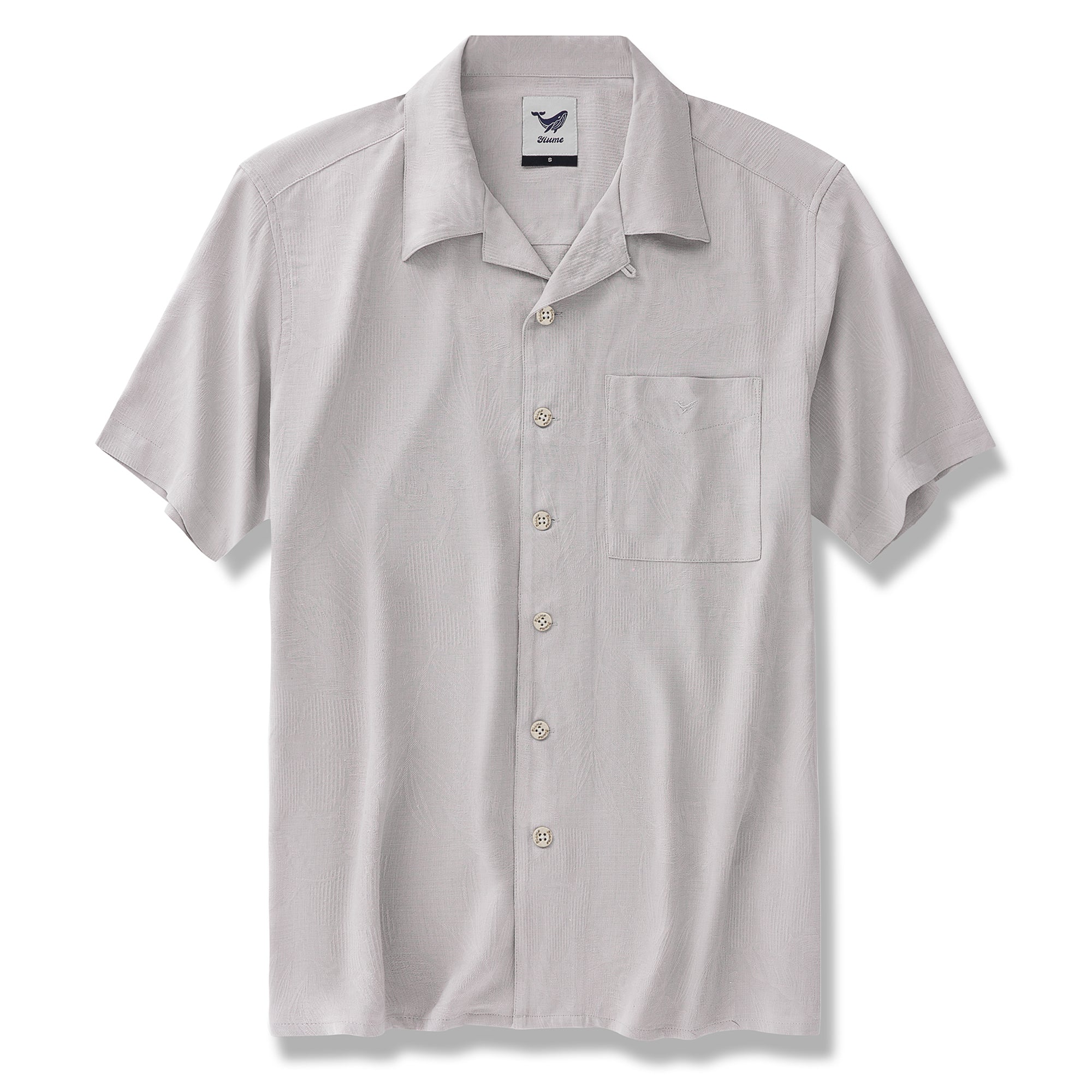 Hawaiian Shirt For Men Silk Jacquard Camp Collar - Light Khaki
