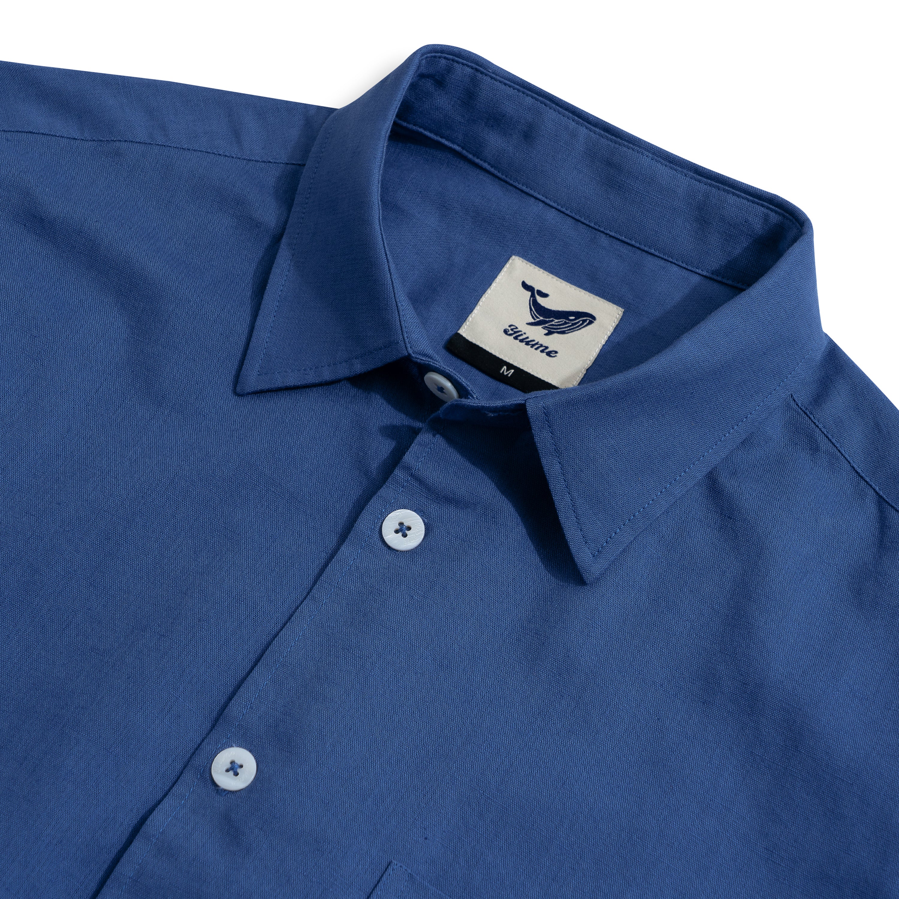 Hawaiian Shirt For Men Riviera Holiday Pointed Collar Long Sleeve Shirt - Royal Blue