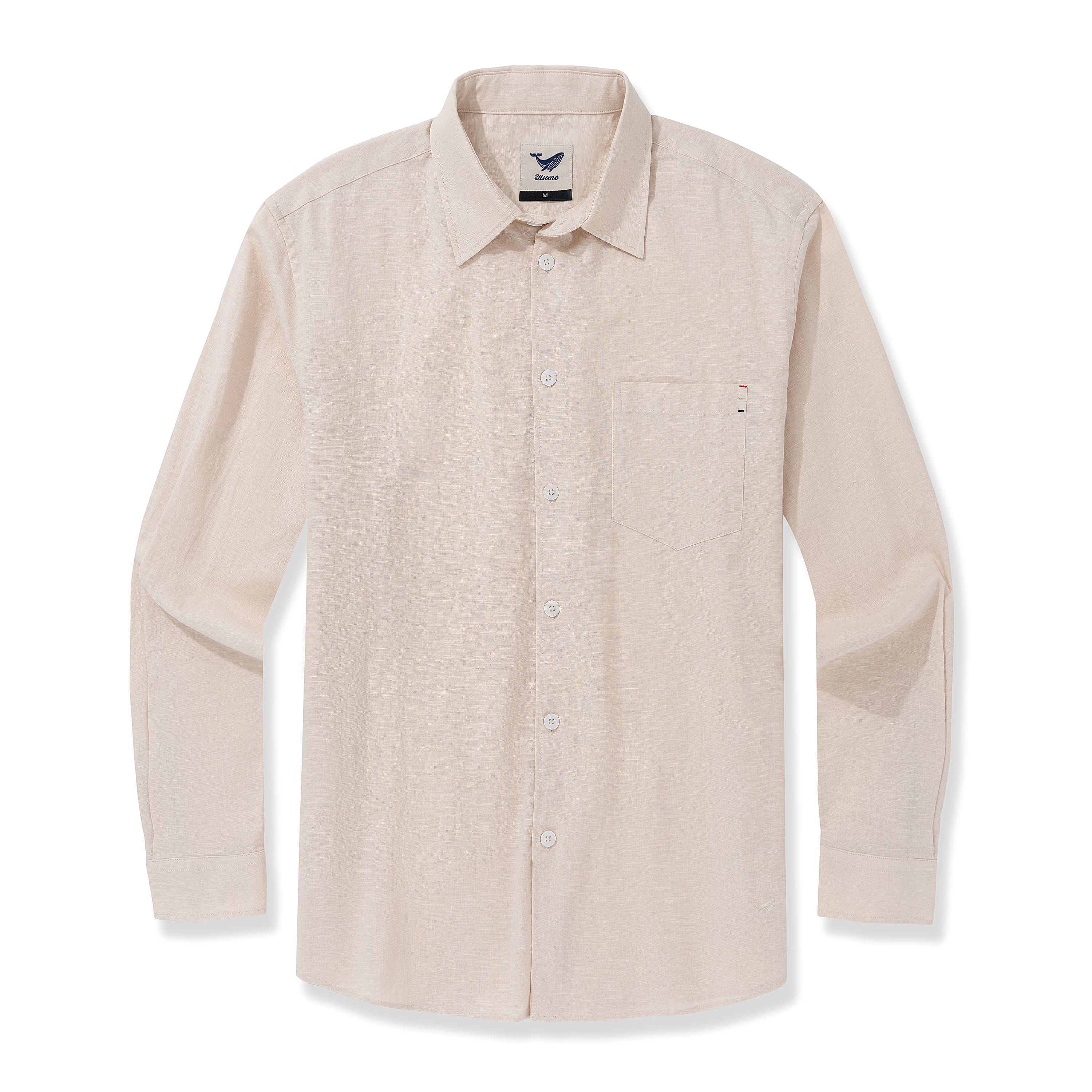 Hawaiian Shirt For Men Riviera Holiday Pointed Collar Long Sleeve Shirt - Light Khaki
