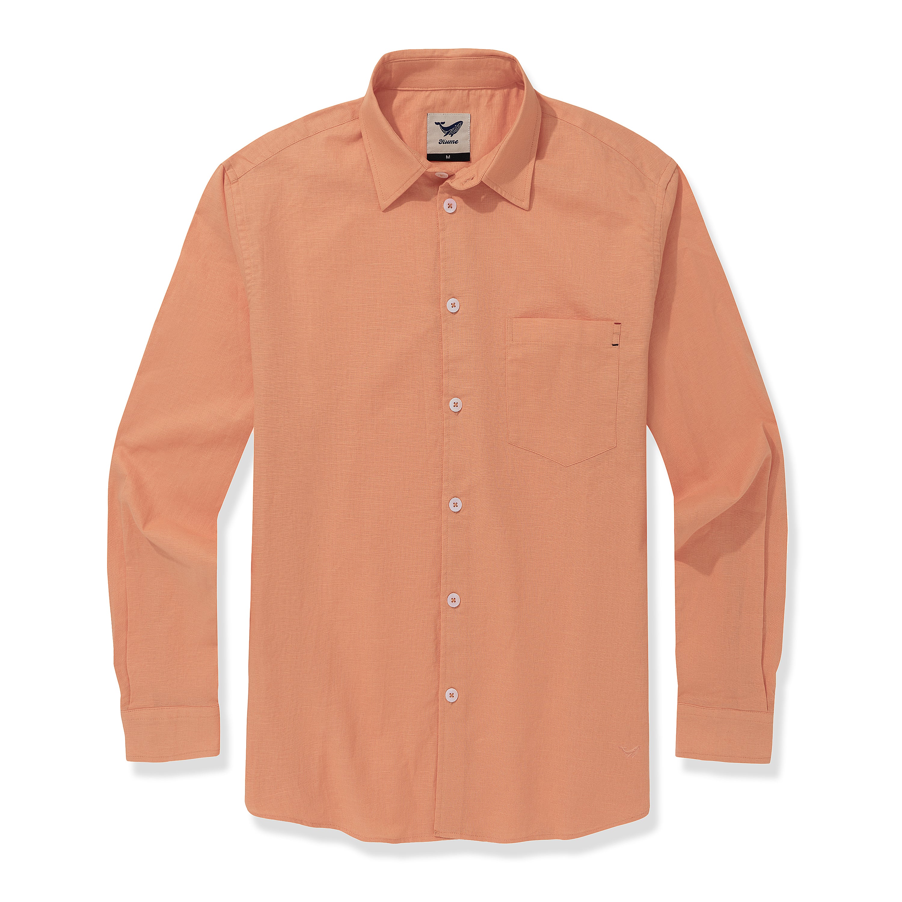 Hawaiian Shirt For Men Riviera Holiday Pointed Collar Long Sleeve Shirt - Light Orange