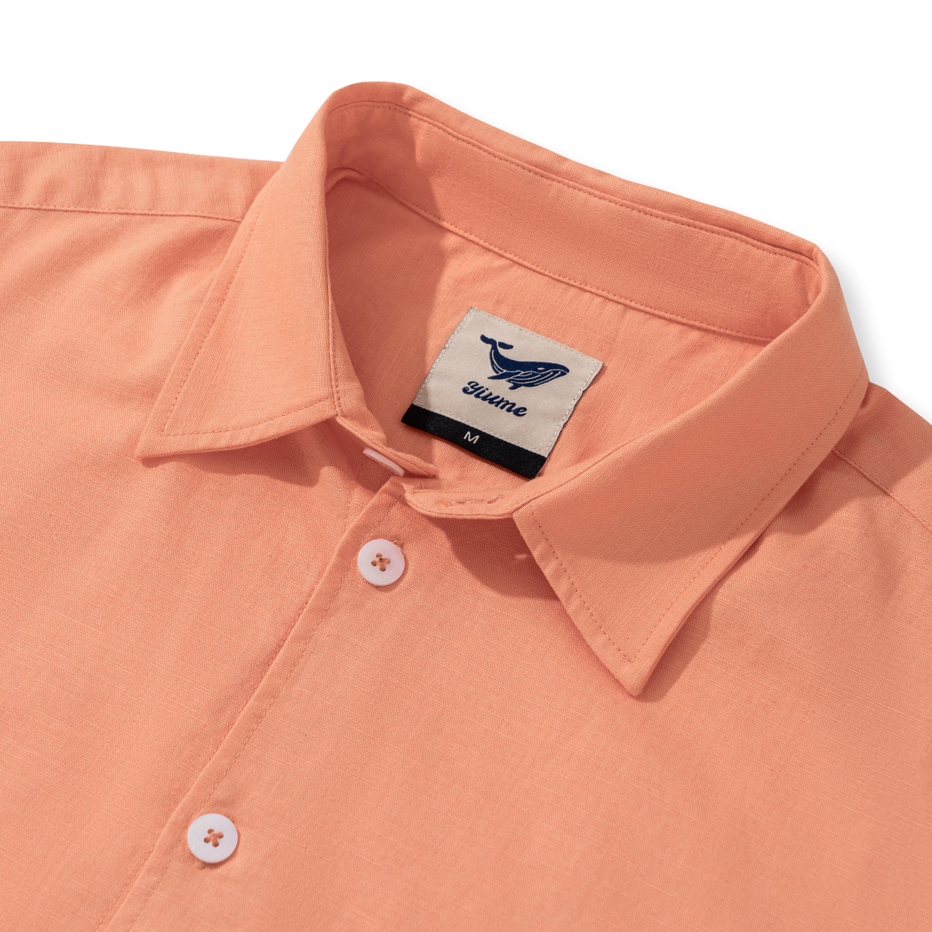 Hawaiian Shirt For Men Riviera Holiday Pointed Collar Long Sleeve Shirt - Light Orange