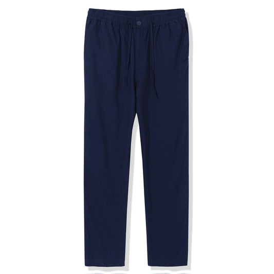 Linen Pant For Men Versatile Linen 5-Pocket Long Pants (Navy Blue)