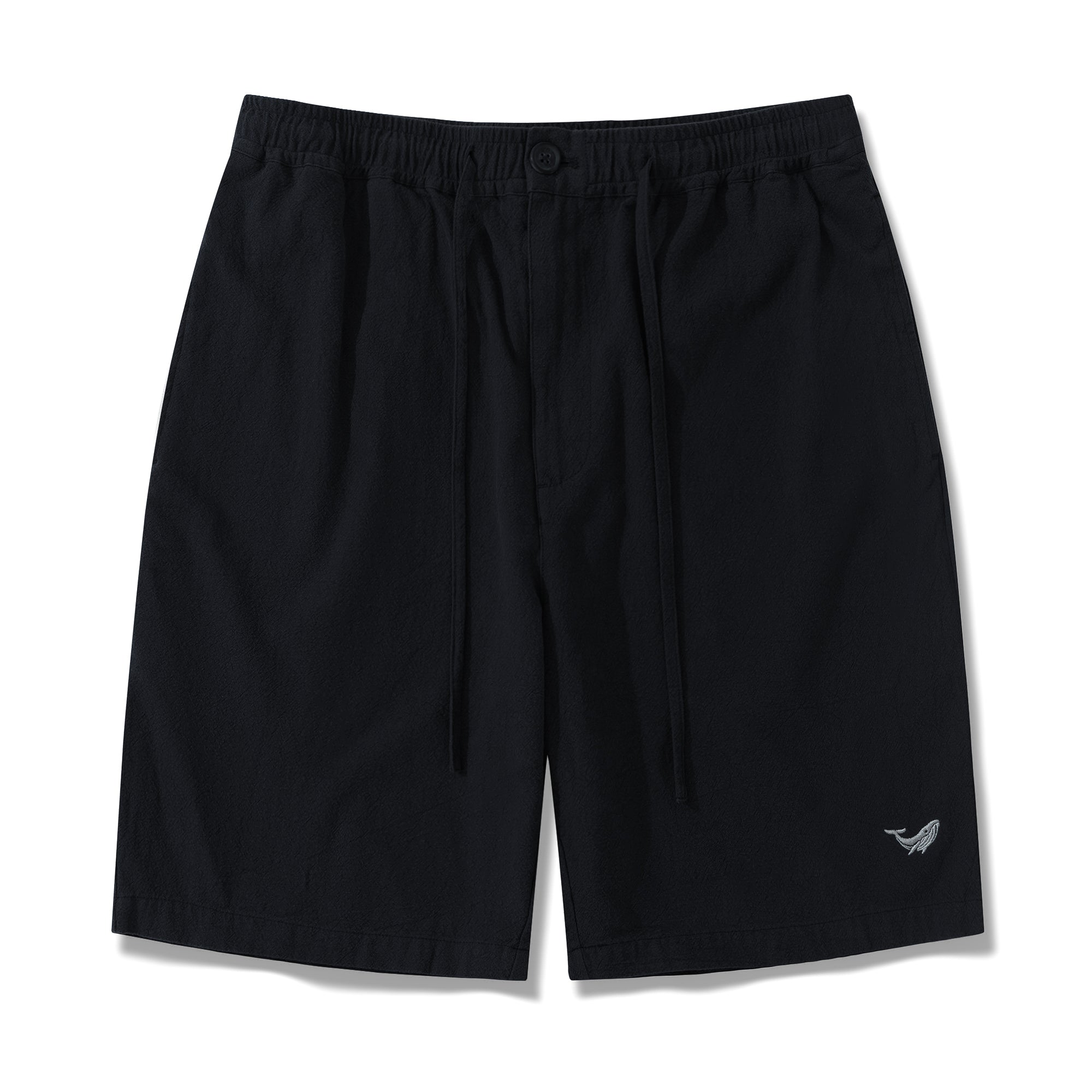 Mens Linen Shorts Mid-Rise Straight Bermuda 8-10 Inch Shorts - BLACK Version 3.0