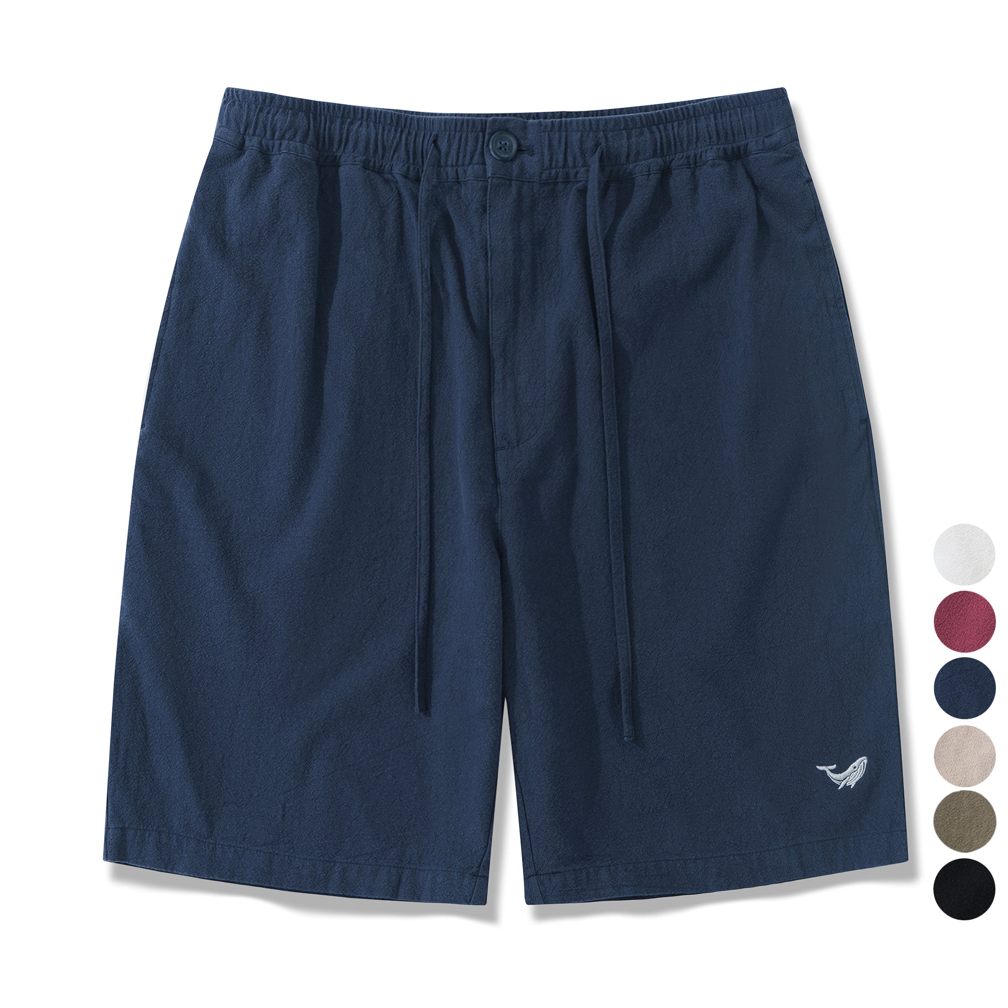 Linen Shorts For Men Mid-Rise Straight Bermuda 8-10 Inch Shorts - NAVY BLUE Version 3.0