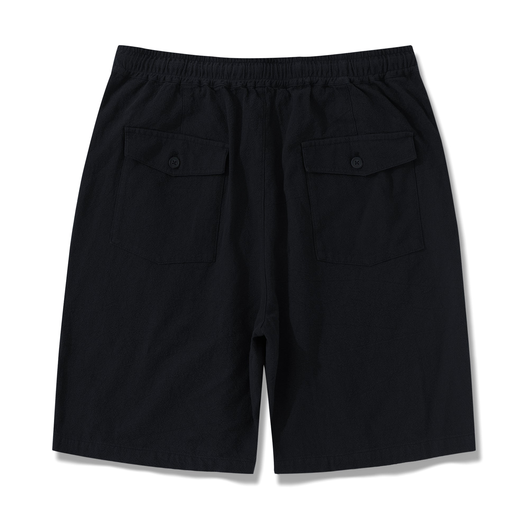 Mens Linen Shorts Mid-Rise Straight Bermuda 8-10 Inch Shorts - BLACK Version 3.0