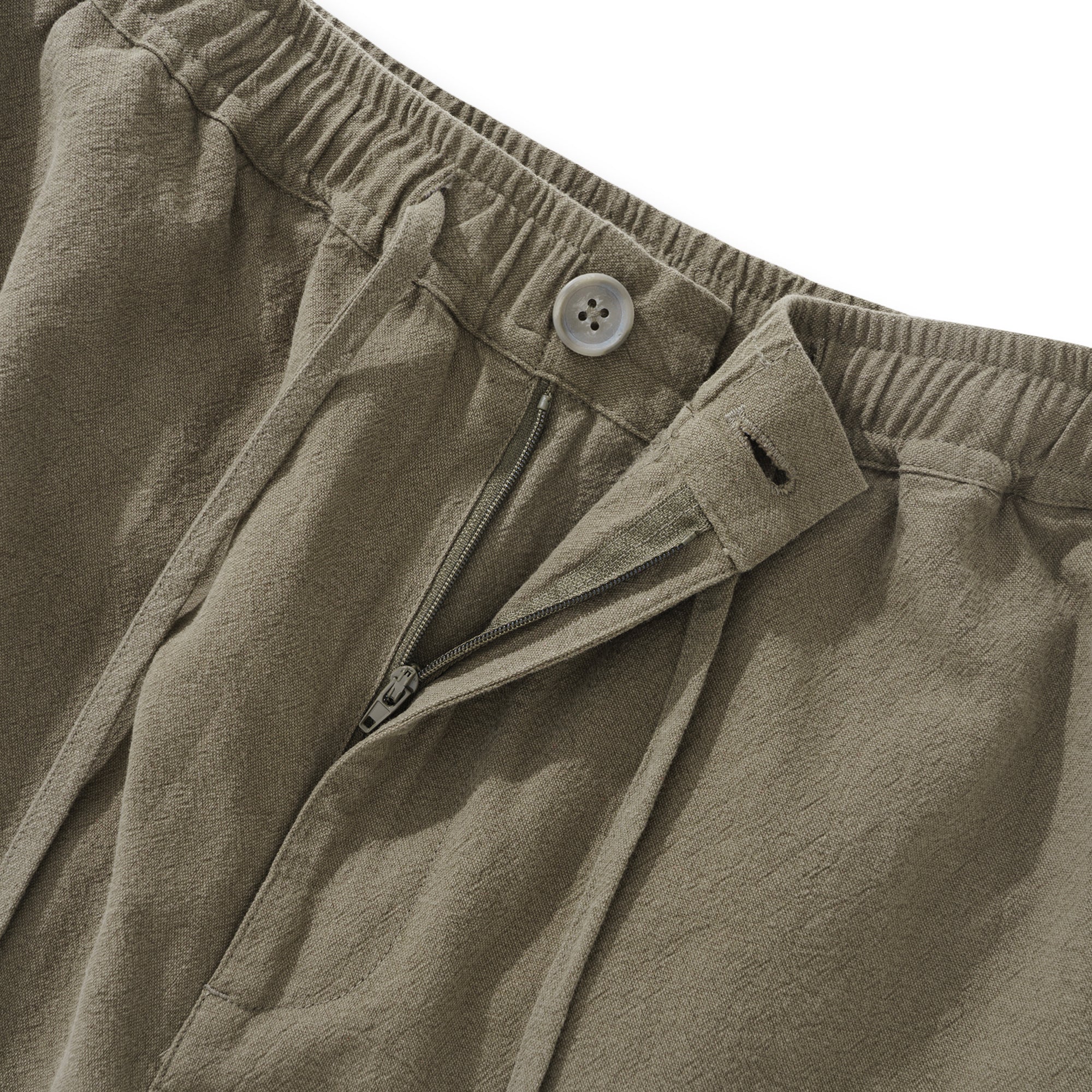 Mens Linen Shorts Mid-Rise Straight Bermuda 8-10 Inch Shorts - ARMY GREEN Version 3.0