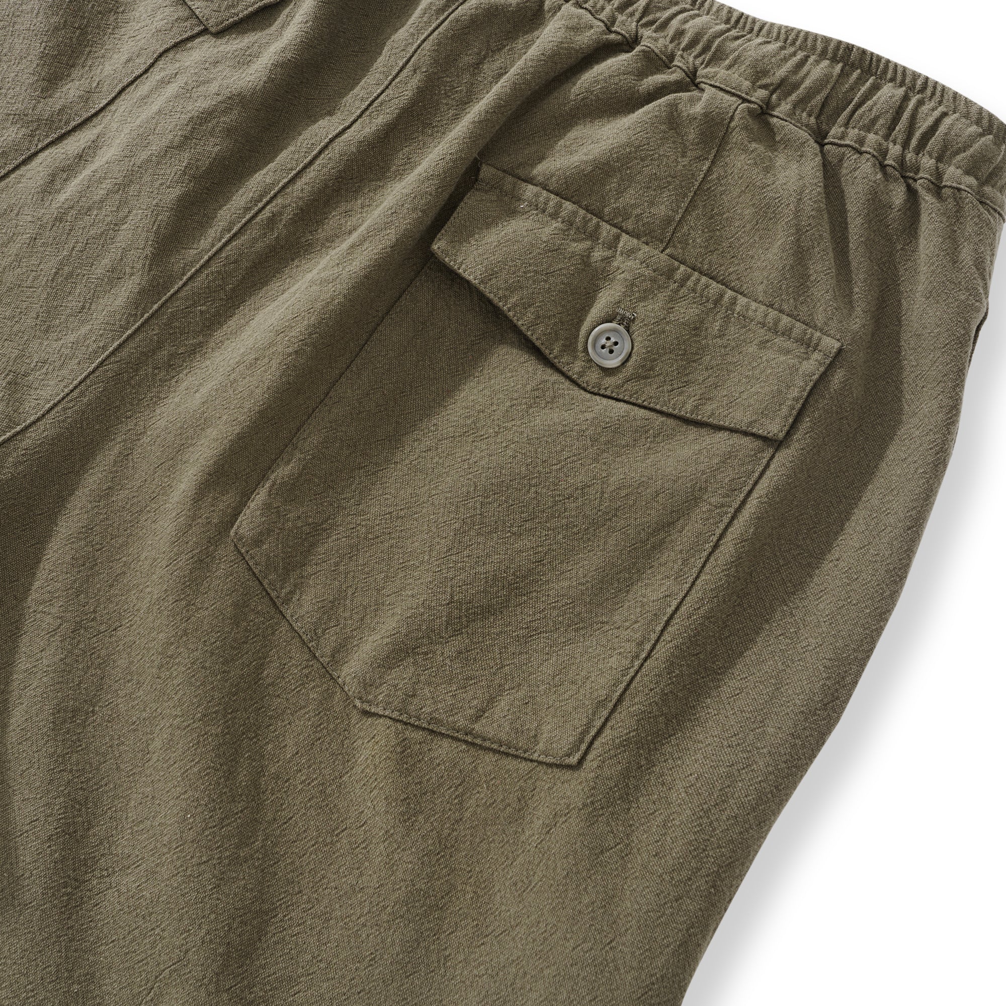 Mens Linen Shorts Mid-Rise Straight Bermuda 8-10 Inch Shorts - ARMY GREEN Version 3.0