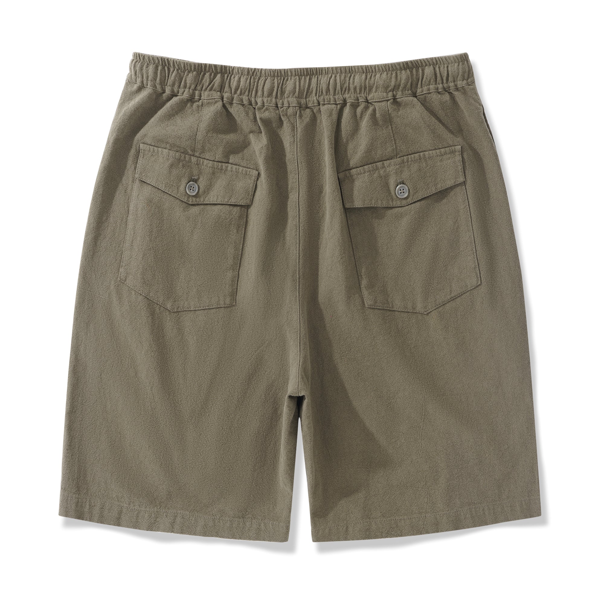 Mens Linen Shorts Mid-Rise Straight Bermuda 8-10 Inch Shorts - ARMY GREEN Version 3.0