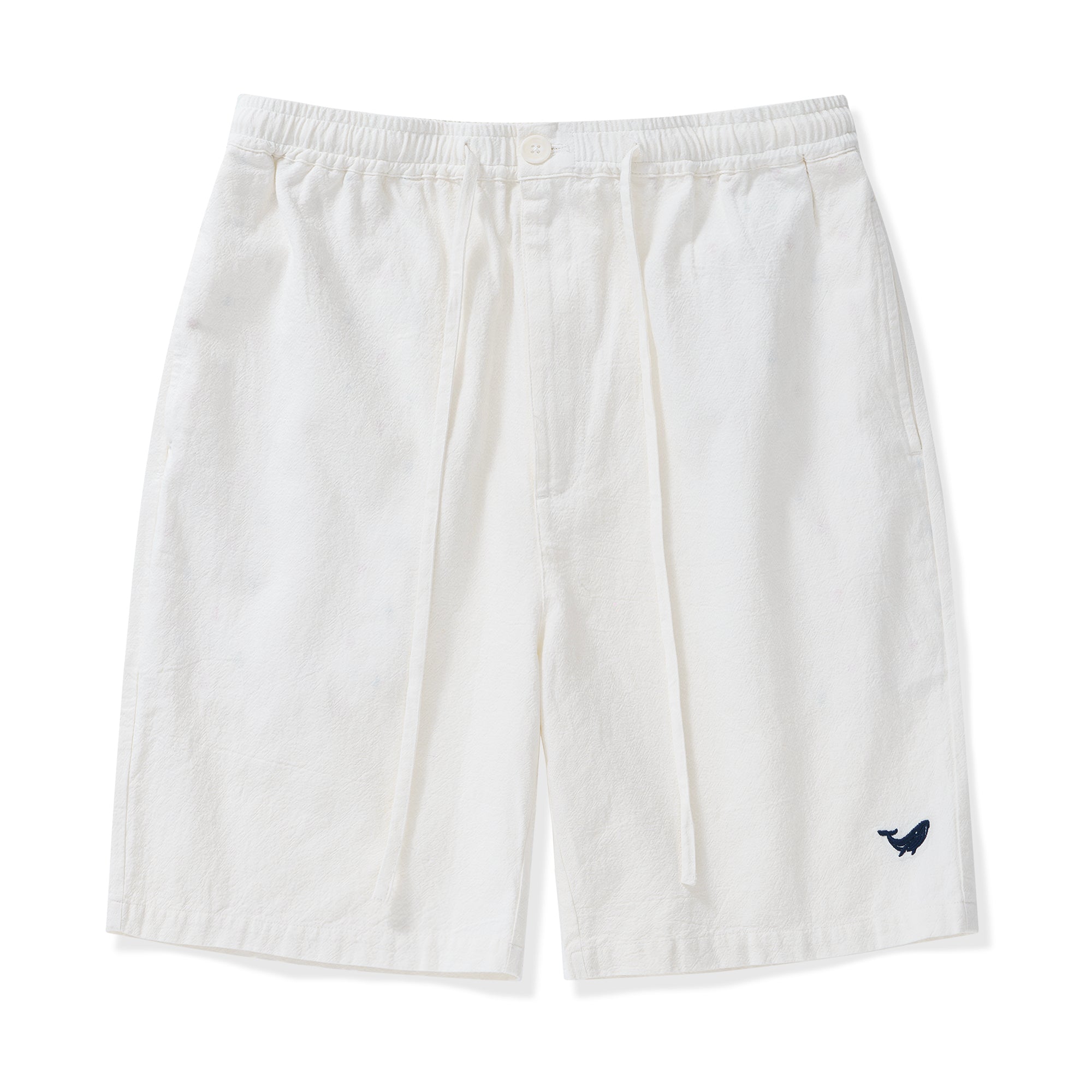 Mens Linen Shorts Mid-Rise Straight Bermuda 8-10 Inch 5-Pocket Shorts - WHITE Version 3.0