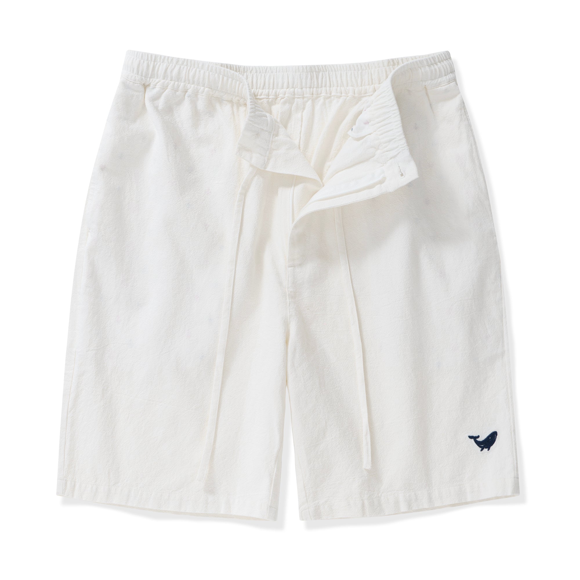 Mens Linen Shorts Mid-Rise Straight Bermuda 8-10 Inch 5-Pocket Shorts - WHITE Version 3.0