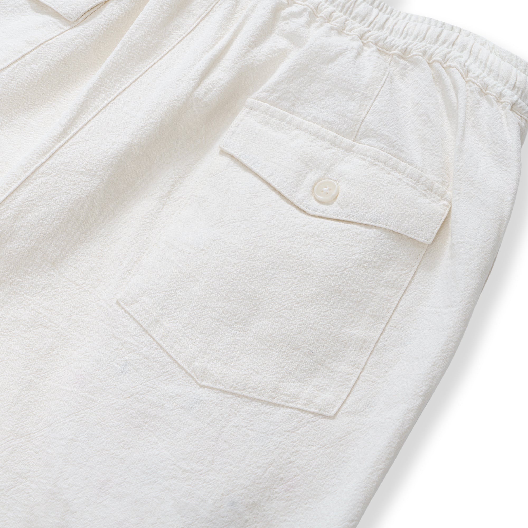 Mens Linen Shorts Mid-Rise Straight Bermuda 8-10 Inch 5-Pocket Shorts - WHITE Version 3.0