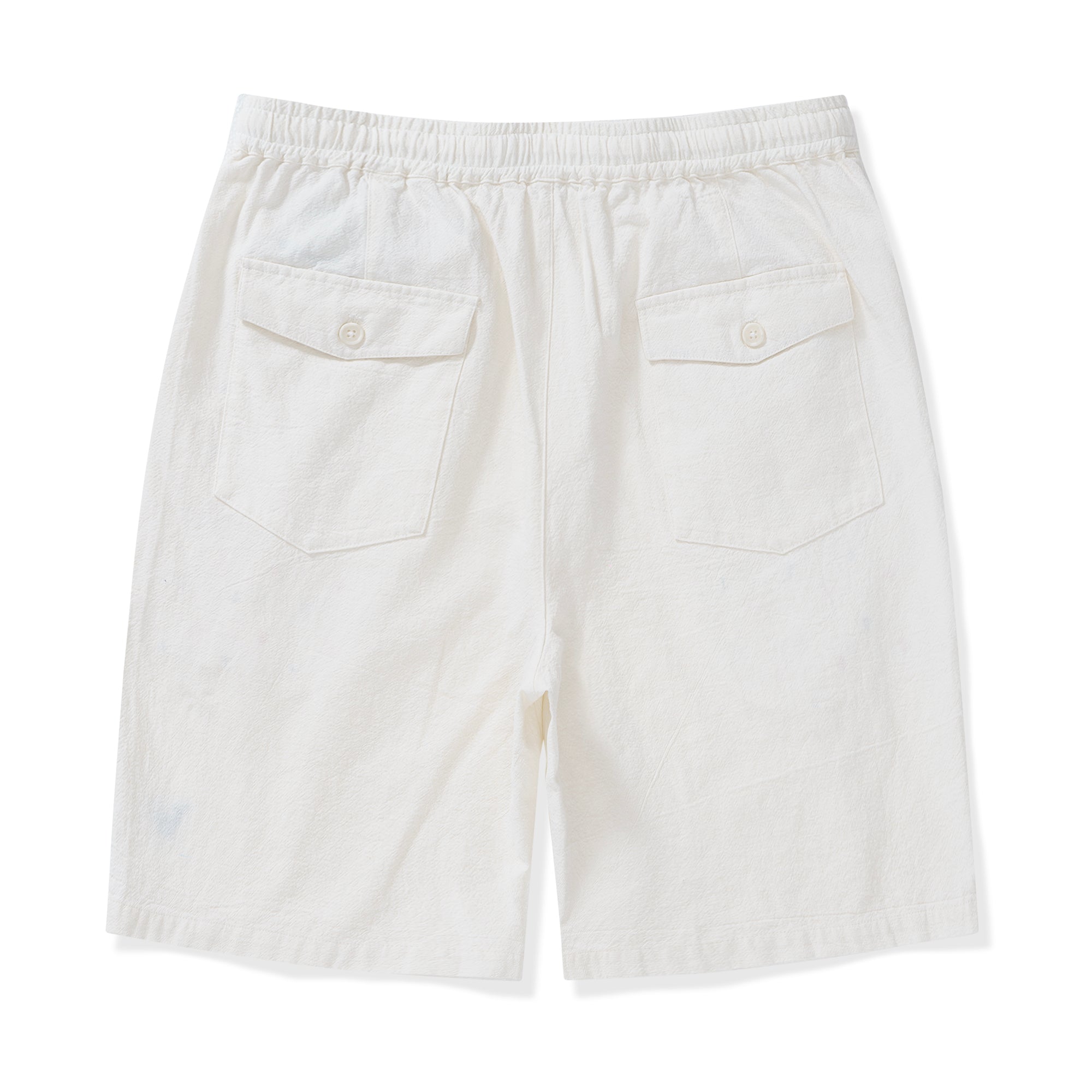 Mens Linen Shorts Mid-Rise Straight Bermuda 8-10 Inch 5-Pocket Shorts - WHITE Version 3.0