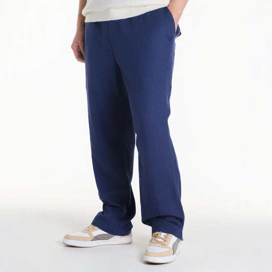 Linen Pant For Men Versatile Linen 5-Pocket Long Pants (Navy Blue)