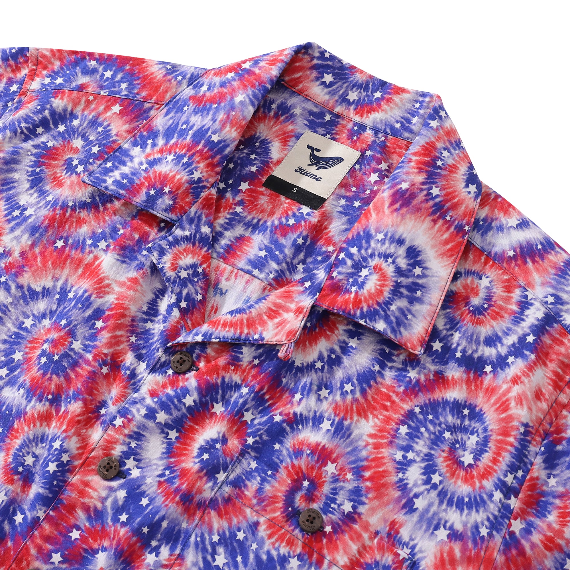 Hawaiian Shirt For Men Tie-dyed National Flag Print Shirt Camp Collar 100% Cotton