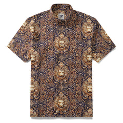 Herren-Hawaii-Hemd Leo-Print Tencel™ Button-down-Kurzarm-Aloha-Hemd