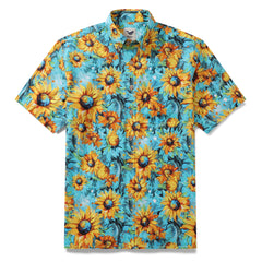 Camisa hawaiana para hombre Camisa Aloha de manga corta con botones de algodón Sunlit Tranquility