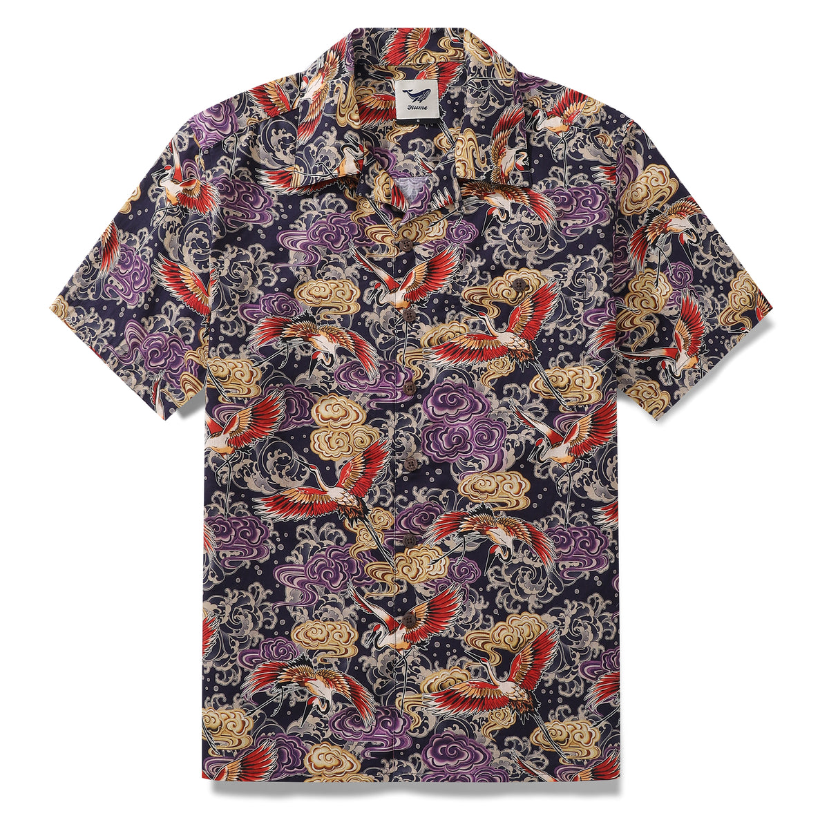 Hawaiian Shirt For Men Lonely Clouds and Free Cranes Print Shirt Camp ...