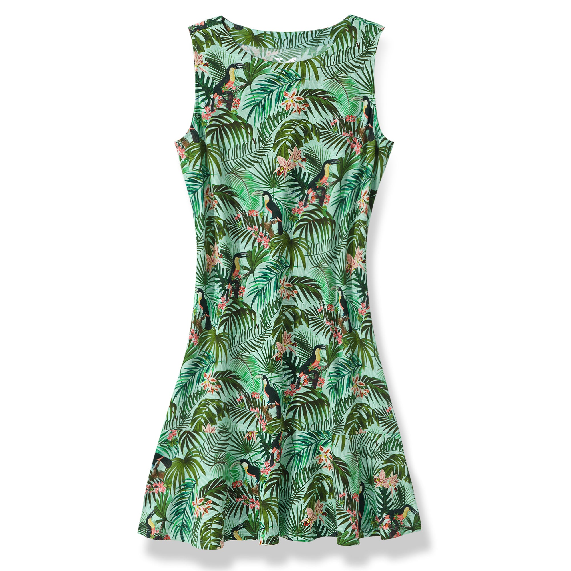 Hawaiian Dress For Women Tropical Vacation Toucan Flounce Dress