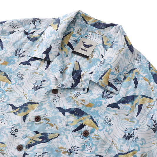 Tencel Hawaiian Shirt For Men Pisces Oceanic Camp Collar Shirt