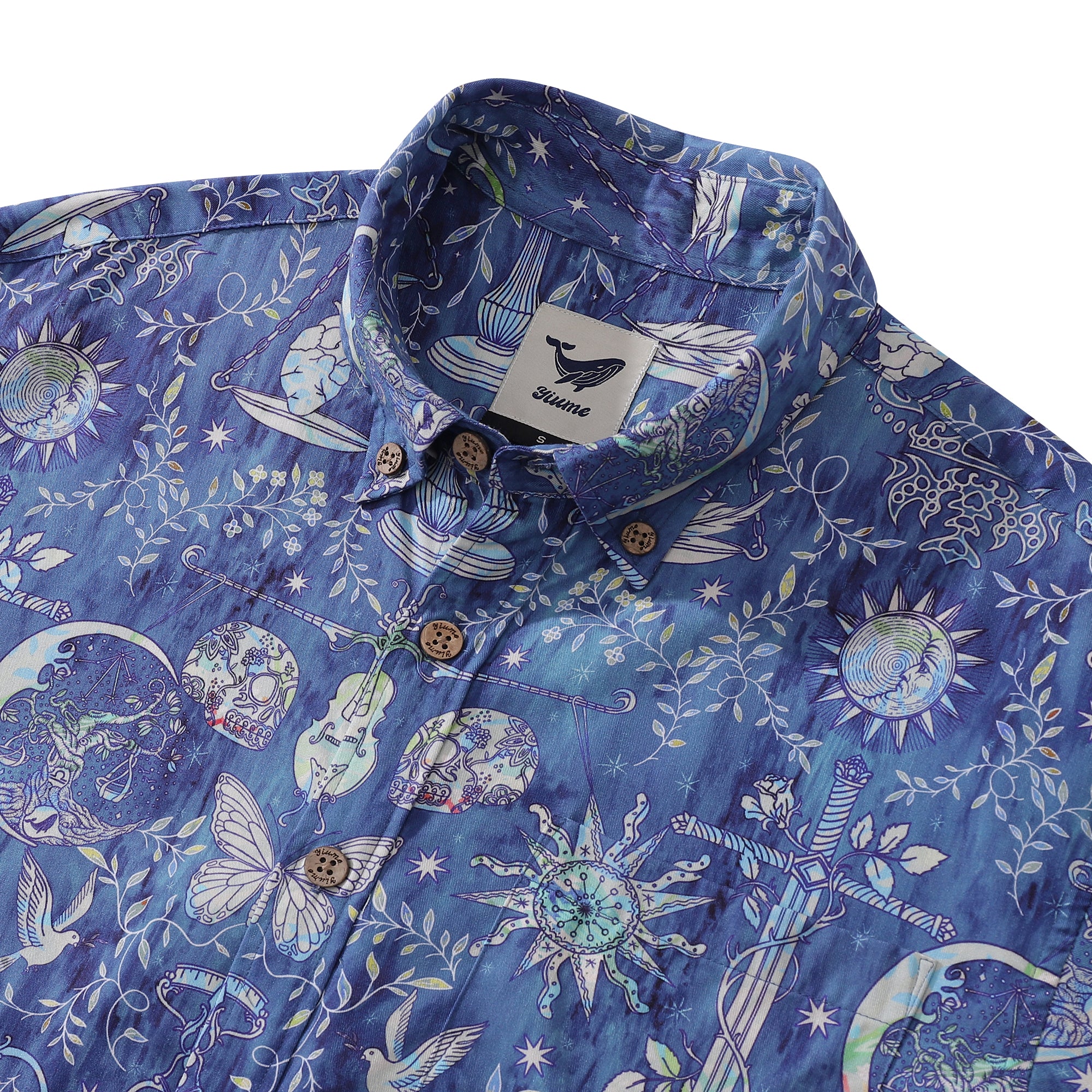 Camisa hawaiana para hombre Camisa Aloha de manga corta con botones de Tencel™ y estampado Libra
