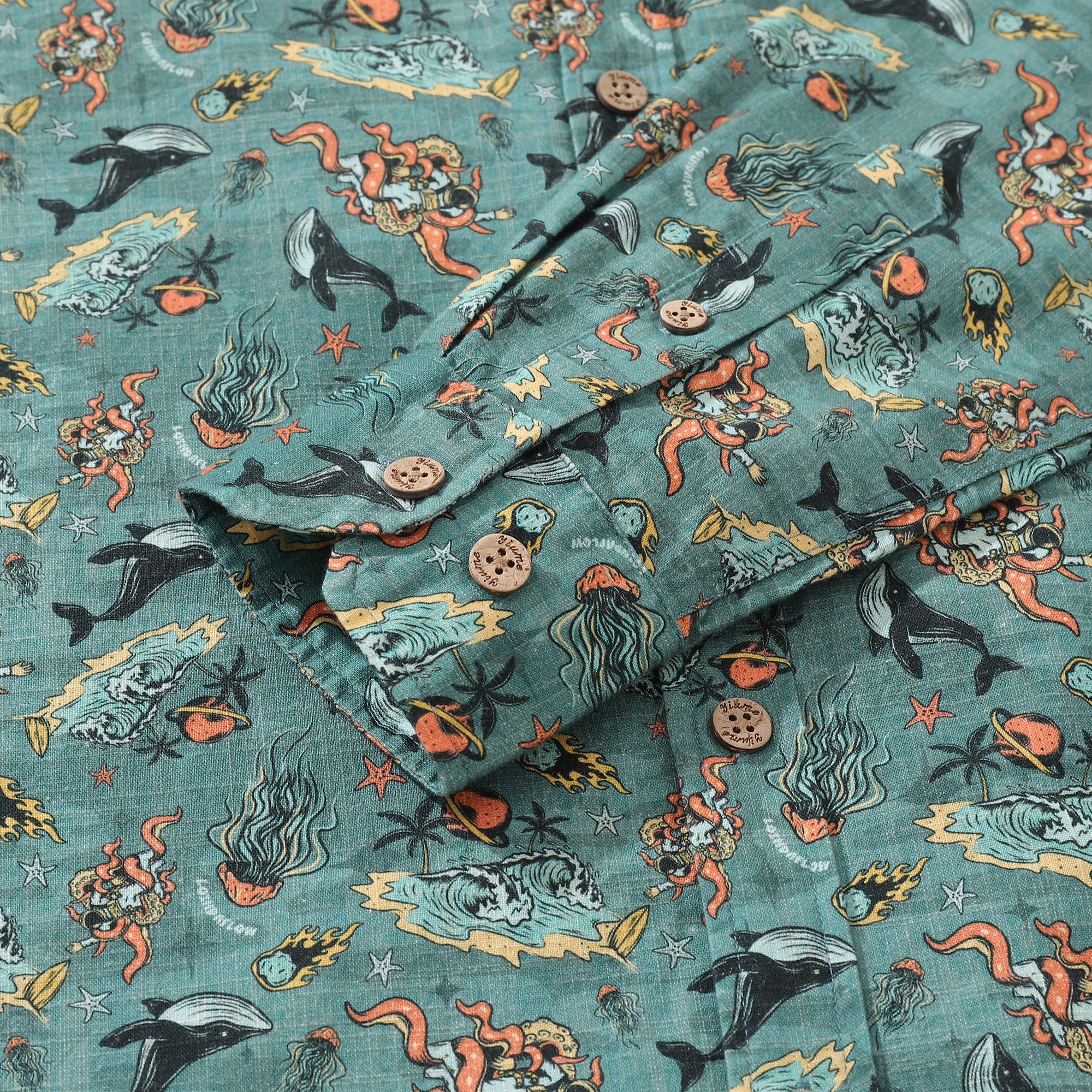 Men's Hawaiian Shirt Marine Space pattern By Loinda Flow Cotton Button ...