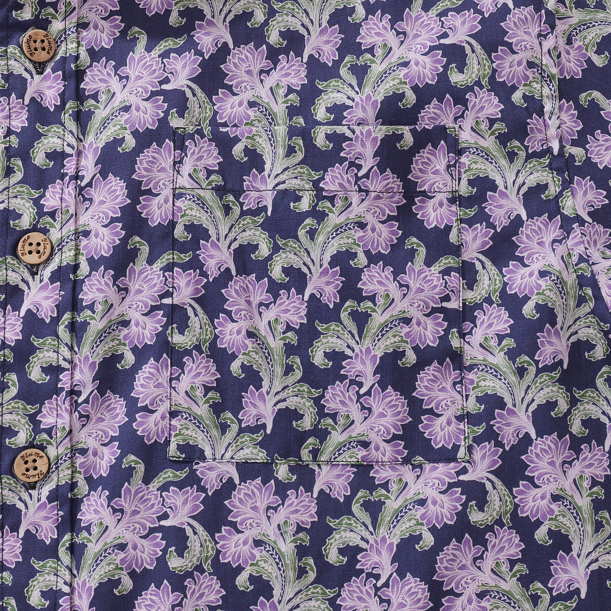 Men's Hawaiian Shirt Button Down Morris Shirt Purple Floral Cotton Aloha Shirt
