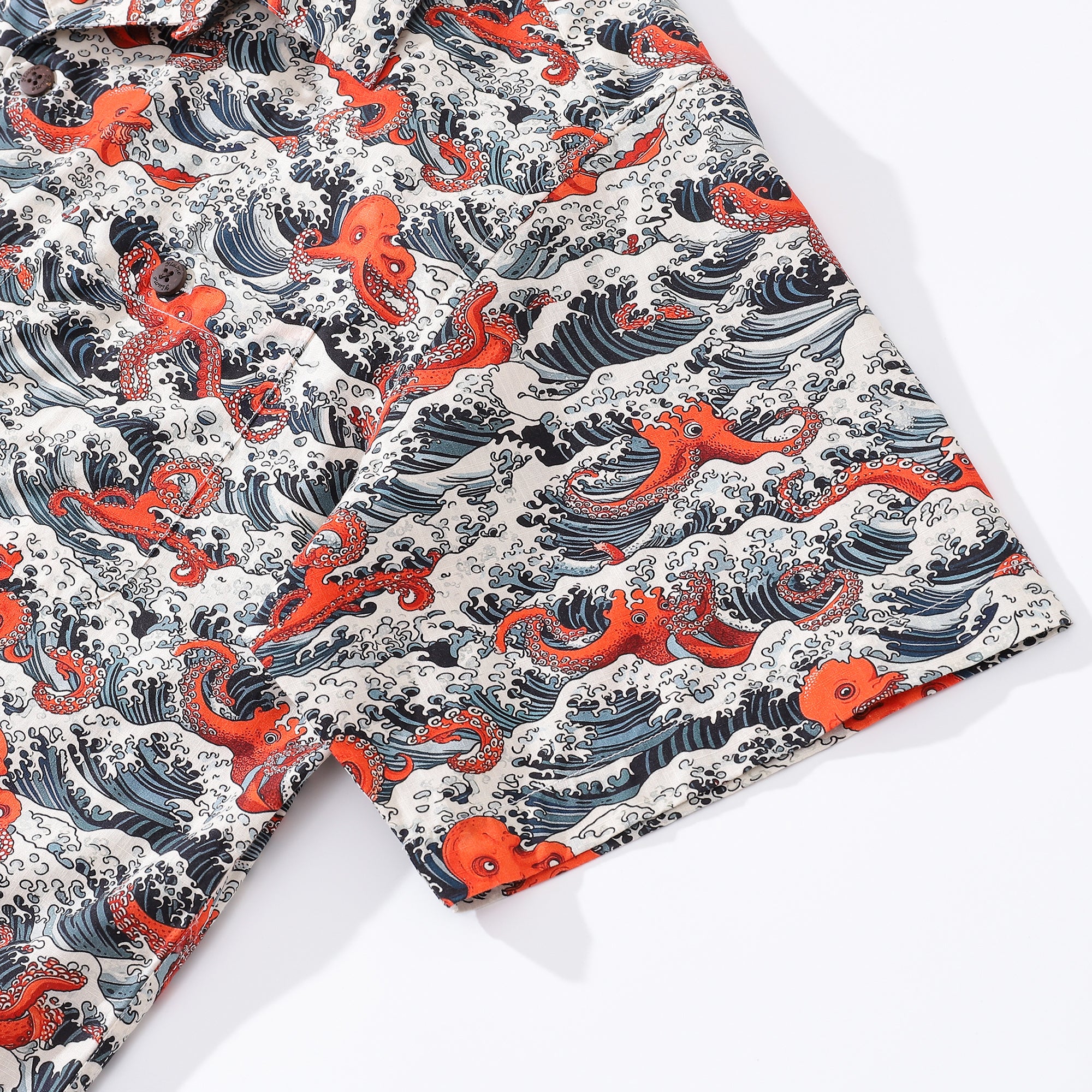 Hawaiihemd für Herren, Octopus Revelry-Hemd, Camp-Kragen, 100 % Baumwolle