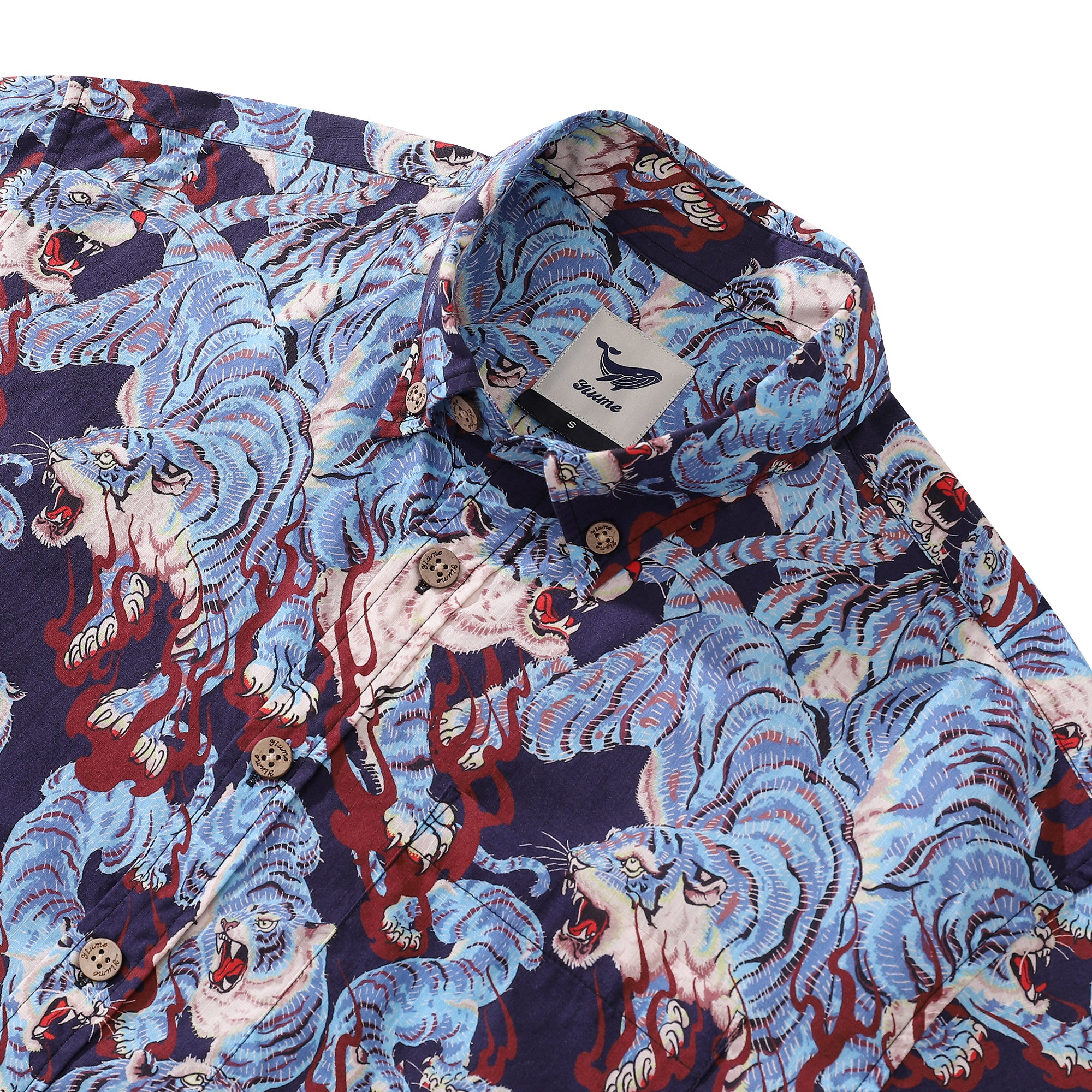 Camisa hawaiana para hombre Camisa Aloha de manga corta con botones de algodón con estampado Staredown