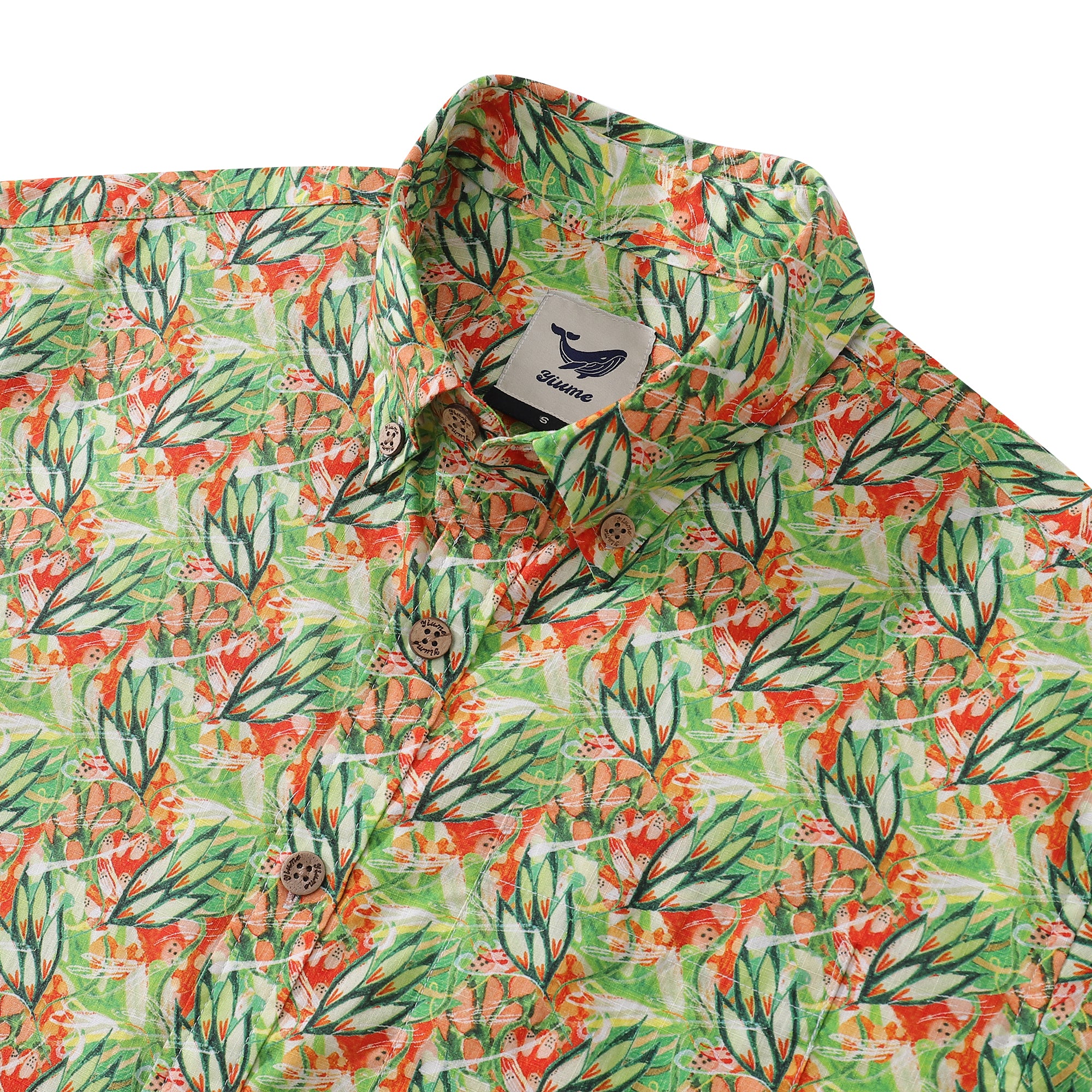 Camisa hawaiana para hombre Movimiento de algas por Lucille Camisa Aloha de manga corta con botones de algodón