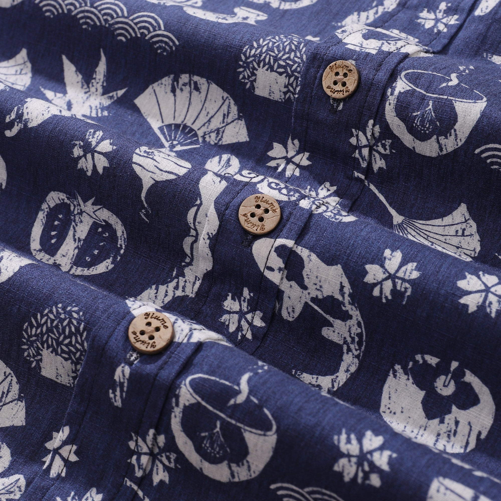 Camisa hawaiana para hombre Kyoto Memories By House of Haricot Camisa Aloha de manga corta con botones de algodón