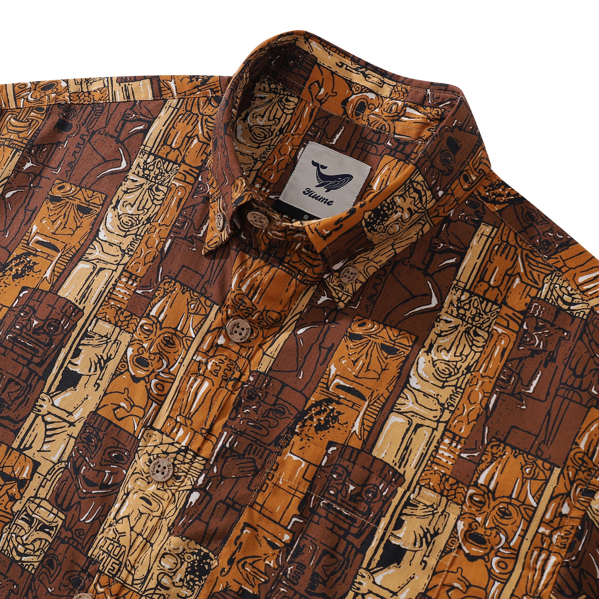 Camisa hawaiana para hombre Tiki Symphony Camisa Aloha de manga corta con botones de algodón