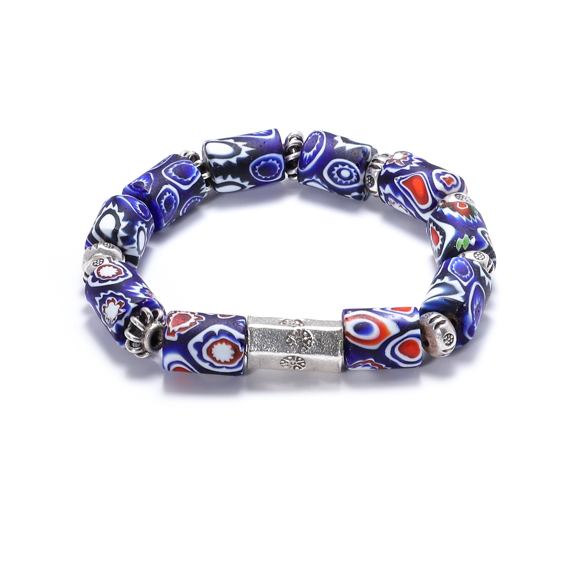 Natural Stone Bracelets for Men - Venice Millefiori Glaze Beads