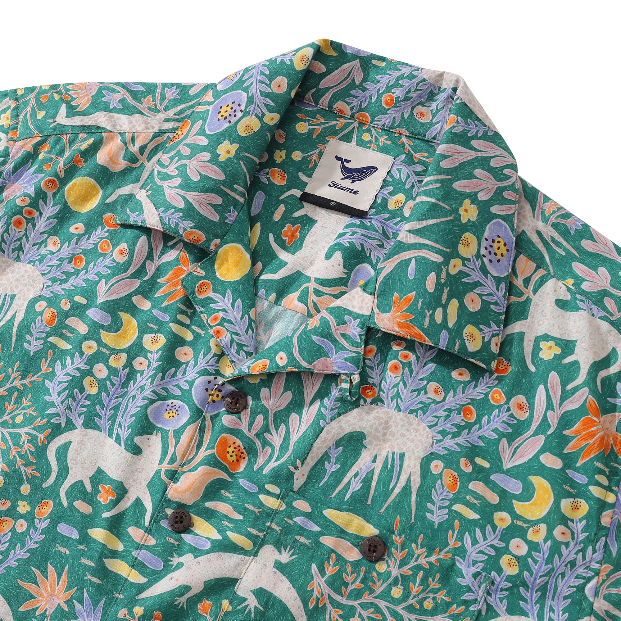 Camisa hawaiana para hombre Menagerie de Jill Labieniec Camisa estampada Cuello de campamento 100% algodón