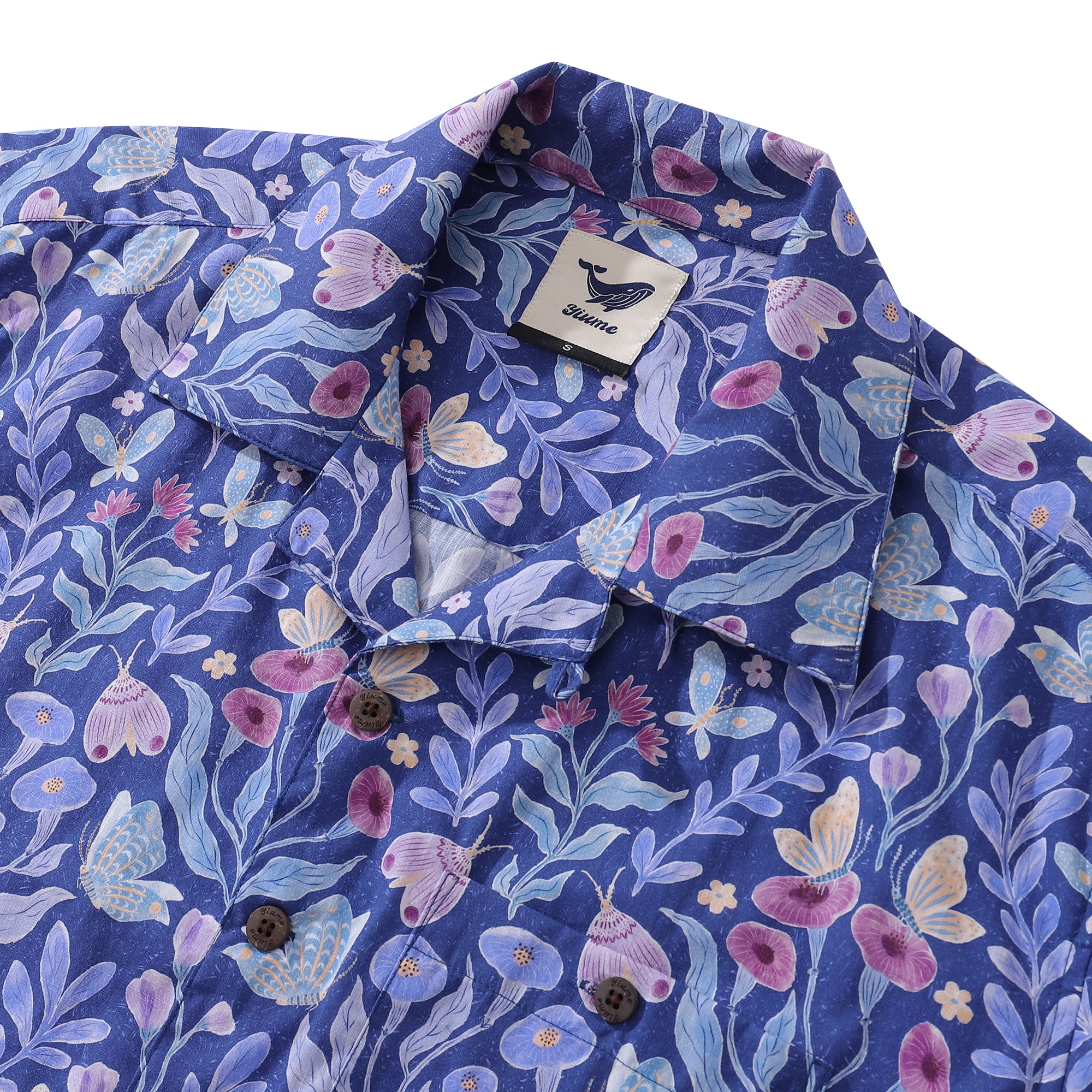 Camicia hawaiana da uomo Midnight Garden di Jill Labieniec Camicia con stampa Colletto Camp 100% cotone