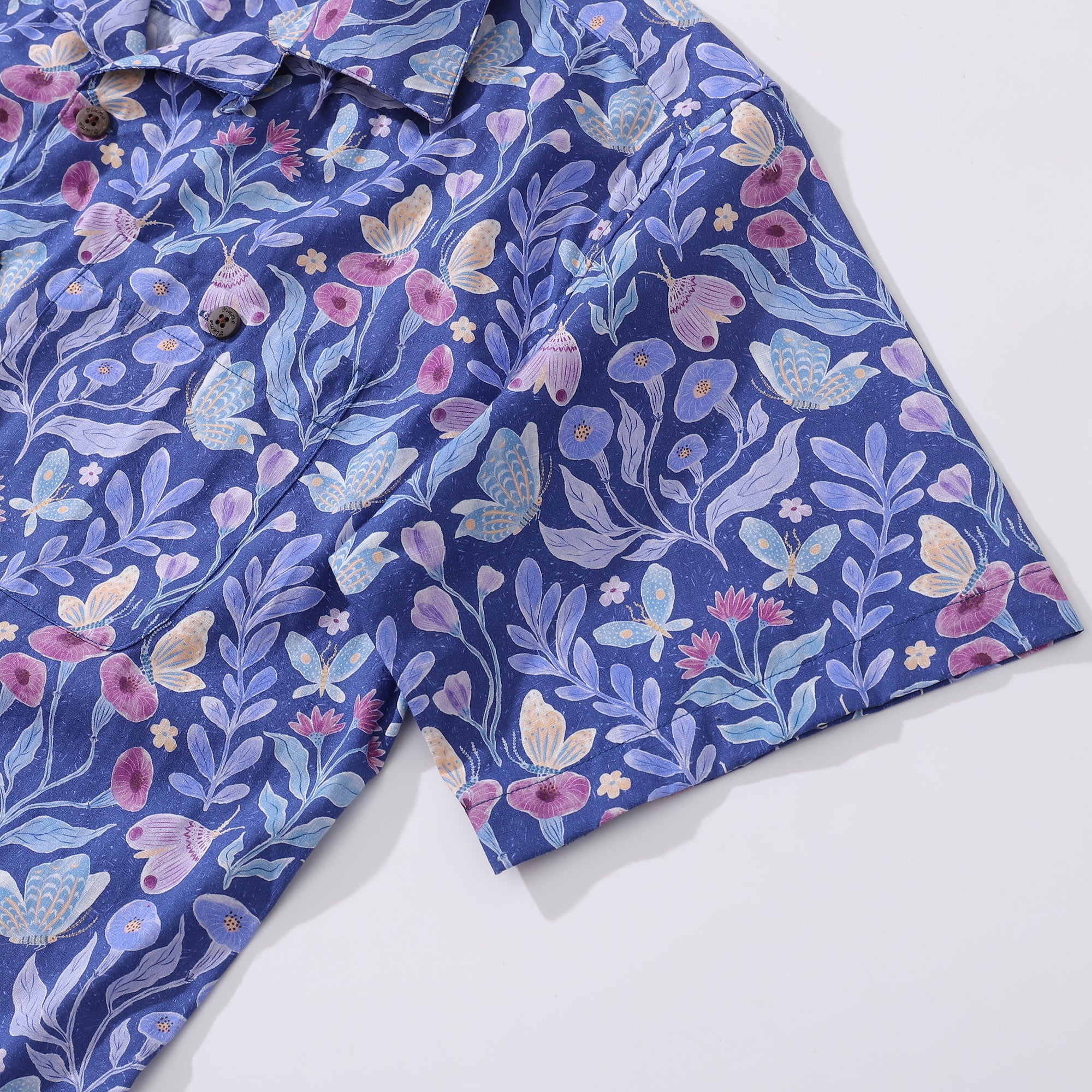 Camicia hawaiana da uomo Midnight Garden di Jill Labieniec Camicia con stampa Colletto Camp 100% cotone