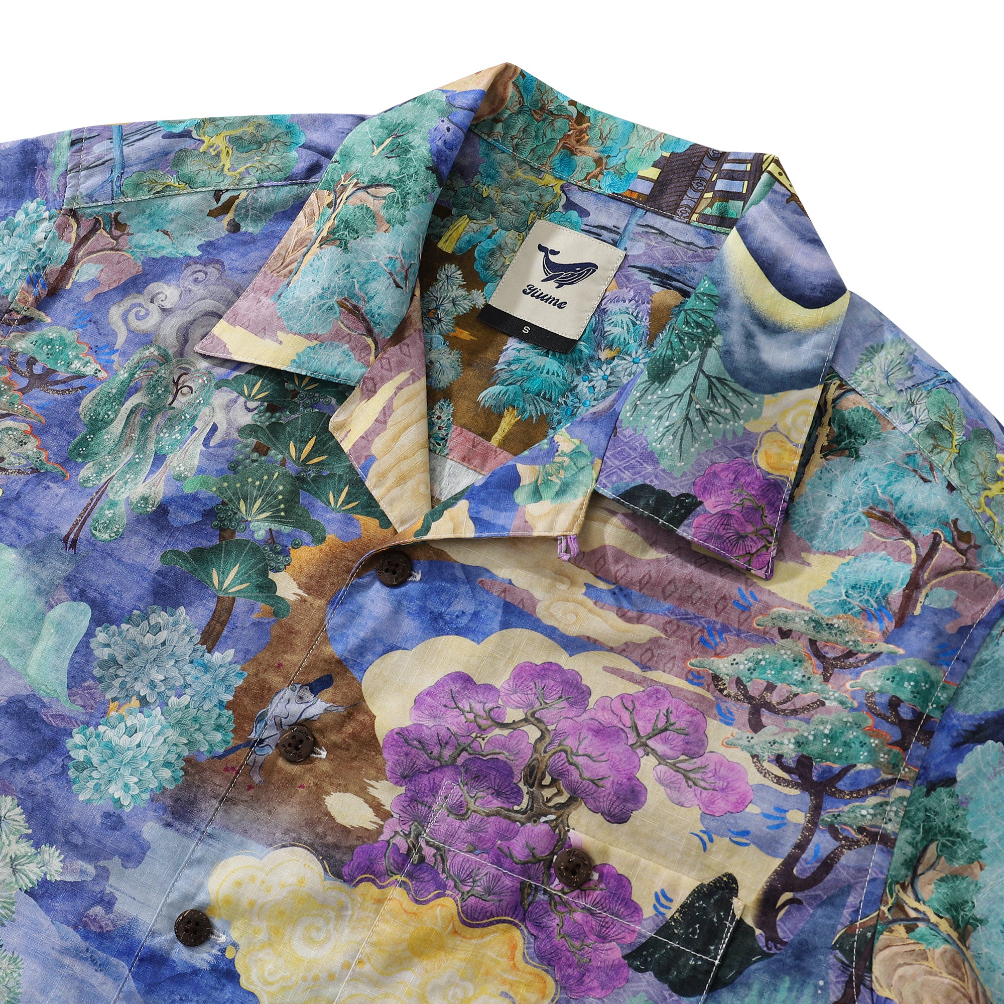 Chemises hawaïennes pour hommes, chemise paysagère rétro de style japonais