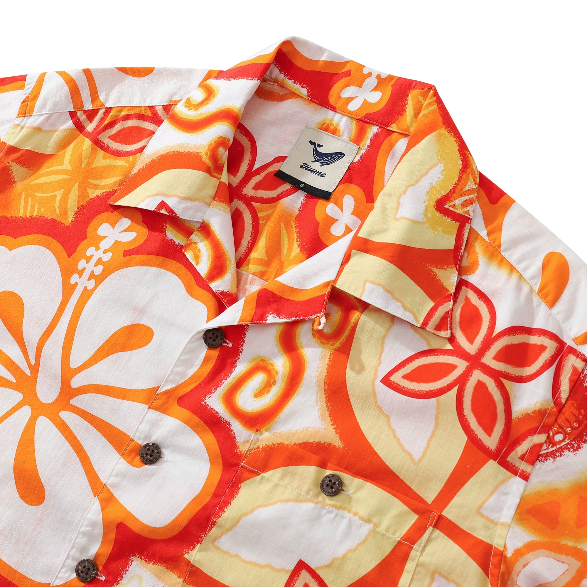 アロハシャツ メンズ ティキロブ デザイナー シャツ オレンジ トーテム 綿 100%