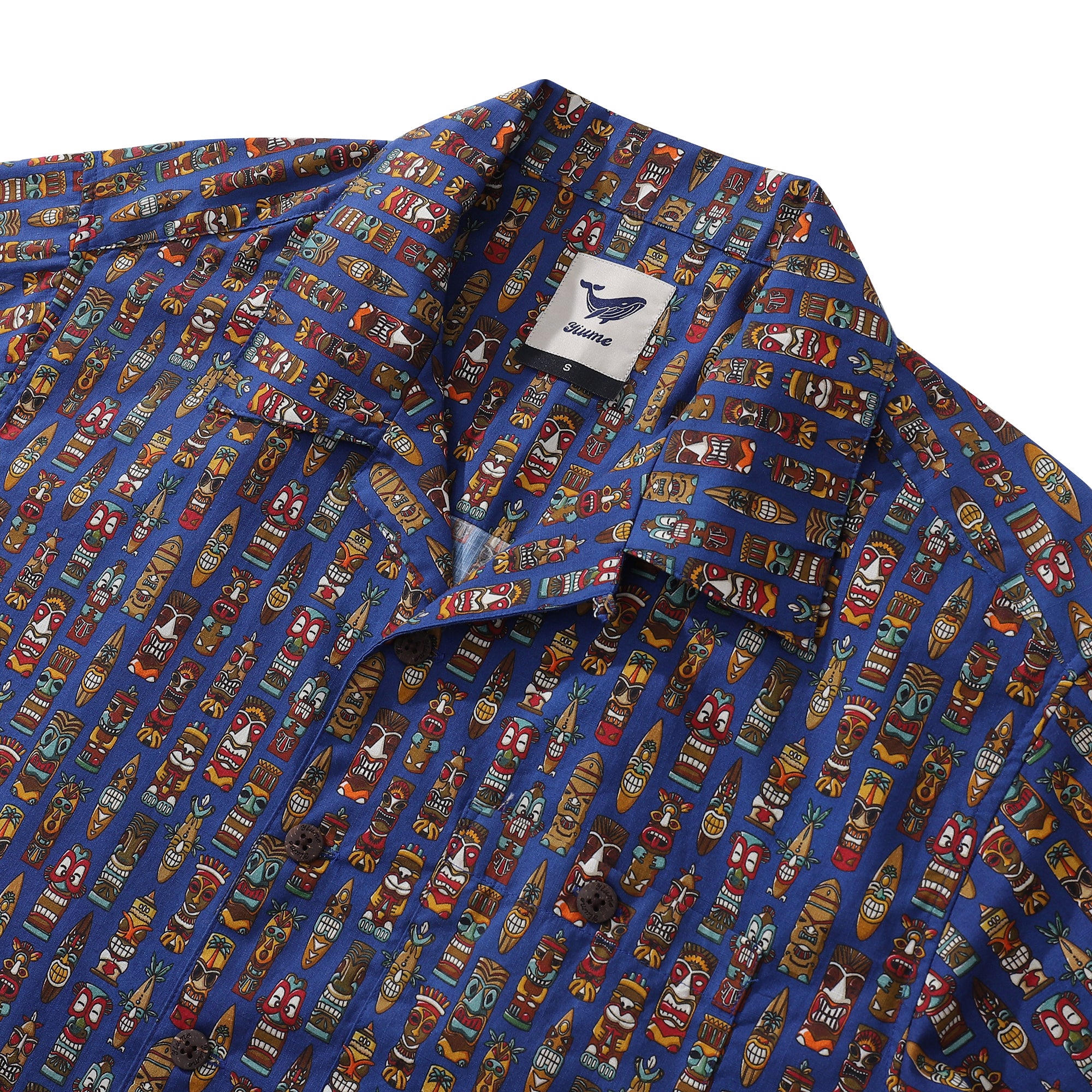 Hawaiihemd für Herren TIki Set Hemd Camp-Kragen 100 % Baumwolle