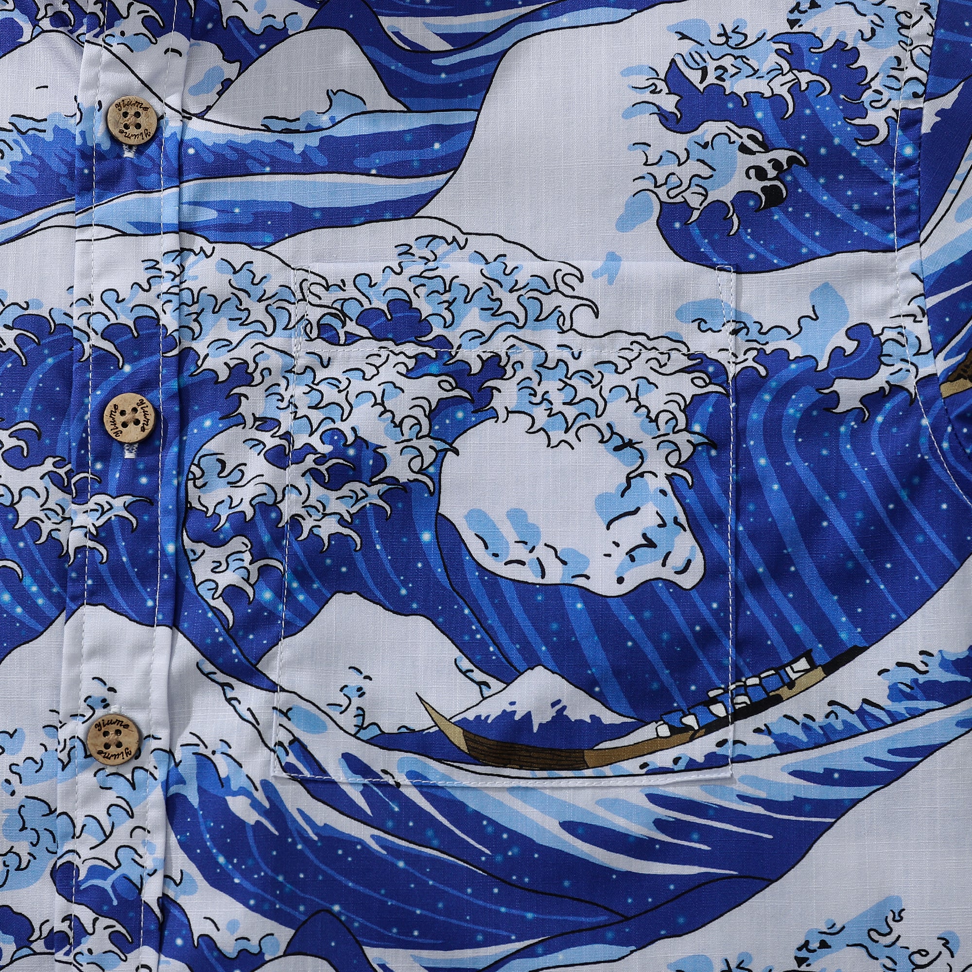 Herren Hawaiihemd Ocean Waves Japanisches Ukiyo-e Kurzarm Aloha Shirt