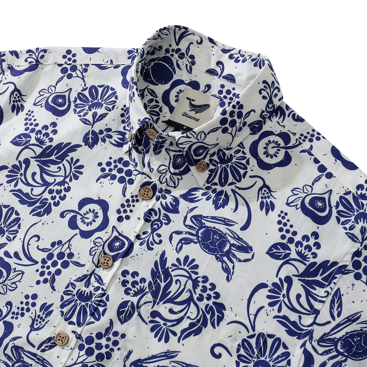 Tropical Shirts For Men Funny Hawaiian Shirt Blue And White Cotton Figs ...