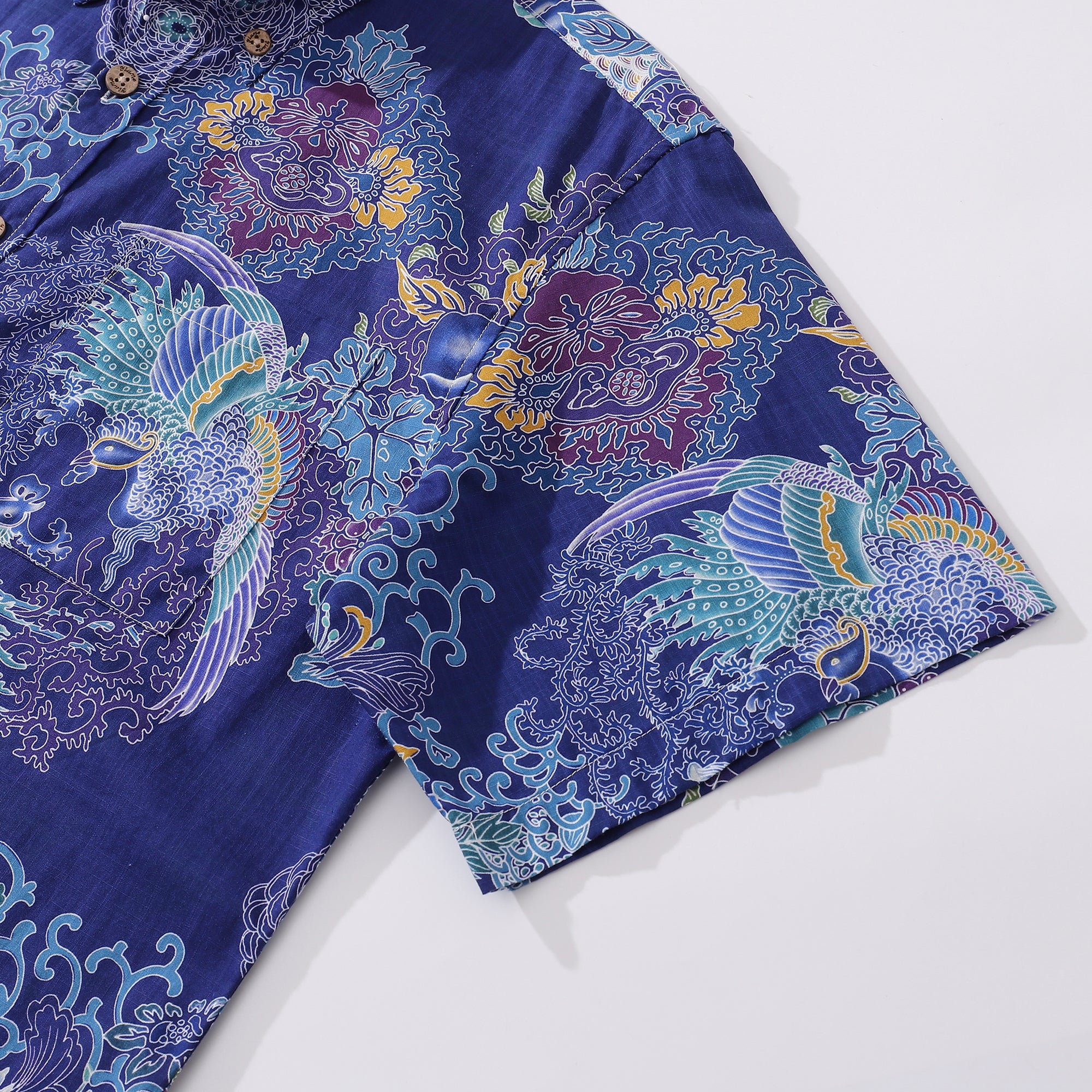 Camisas hawaianas para hombre Camisa con estampado de imágenes de Phoenix 100% algodón - Azul